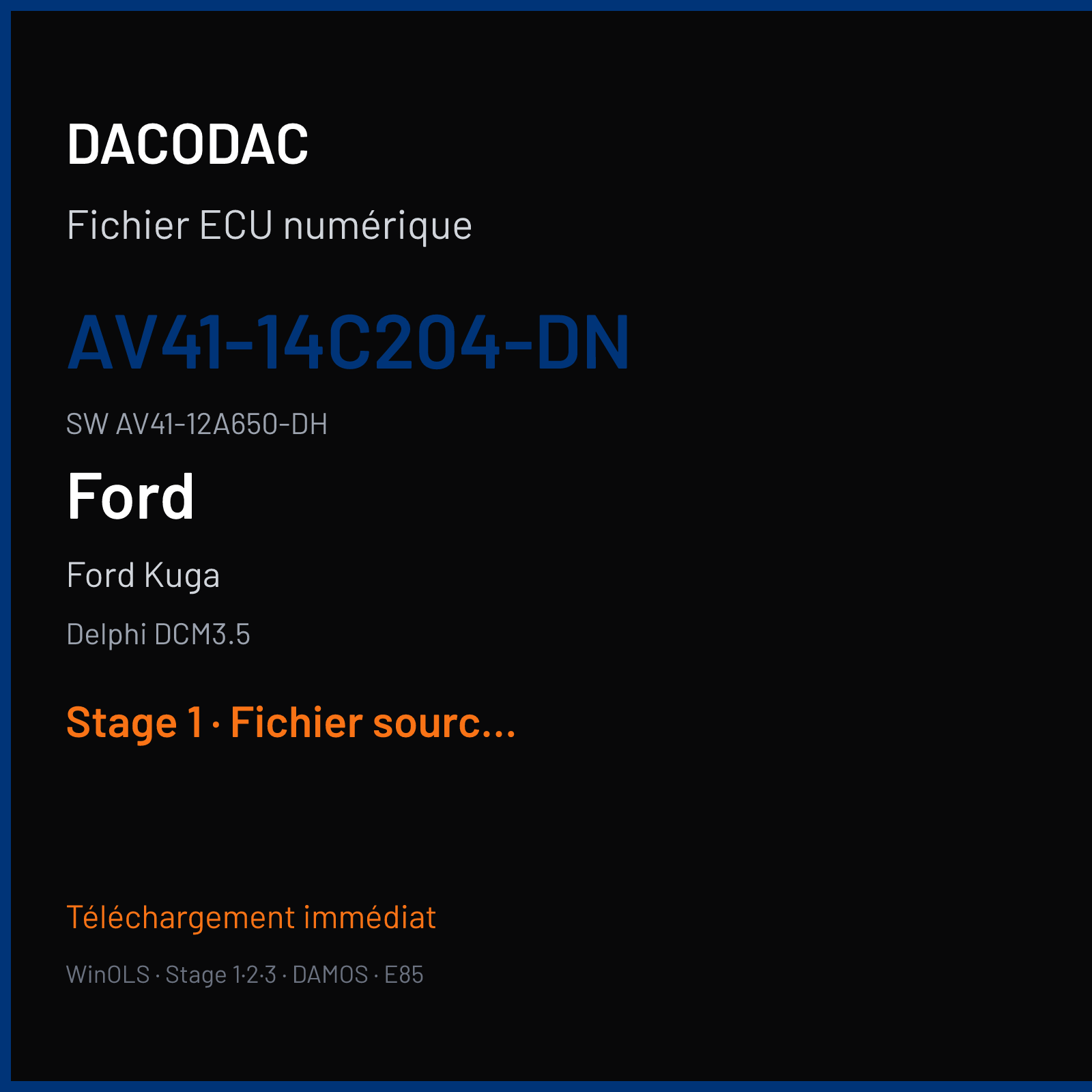 Ford Kuga 161 ch — Delphi DCM3.5 — AV41-14C204-DN · AV41-12A650-DH · 8199LA10090168 — Stage 1