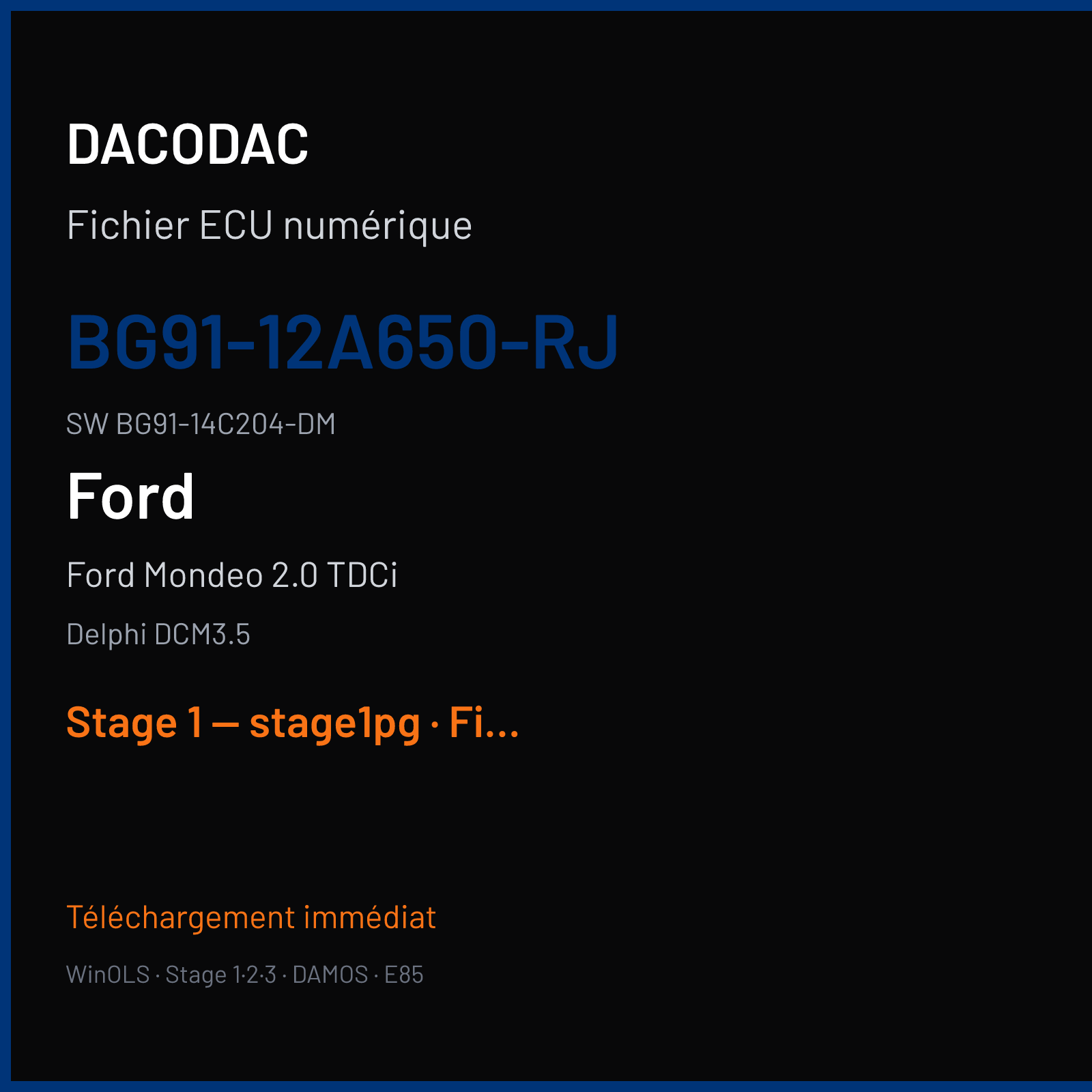 Ford Mondeo 2.0 TDCi (2012) — Delphi DCM3.5 — BG91-12A650-RJ · BG91-14C204-DM — Stage 1 — stage1pg