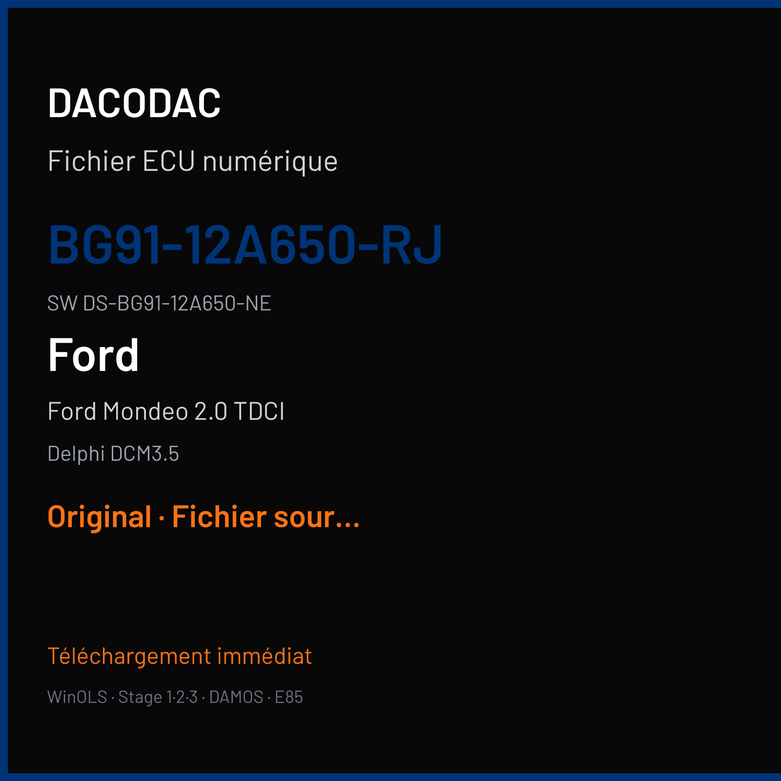 Ford Mondeo 2.0 TDCI 140 ch (2012) — Delphi DCM3.5 — BG91-12A650-RJ · DS-BG91-12A650-NE · BG91-14C204-DJ — Original
