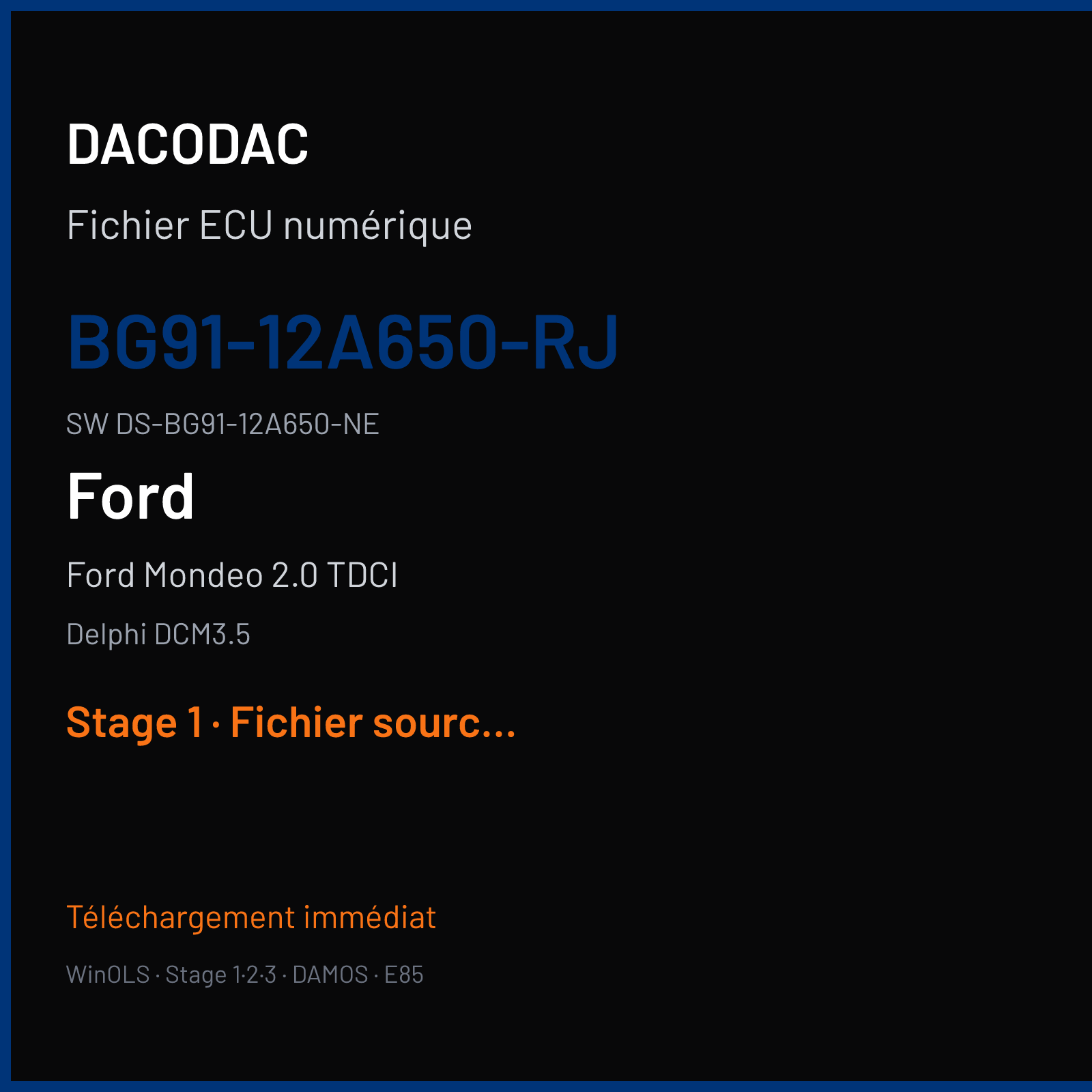 Ford Mondeo 2.0 TDCI 140 ch (2012) — Delphi DCM3.5 — BG91-12A650-RJ · DS-BG91-12A650-NE · BG91-14C204-DJ — Stage 1