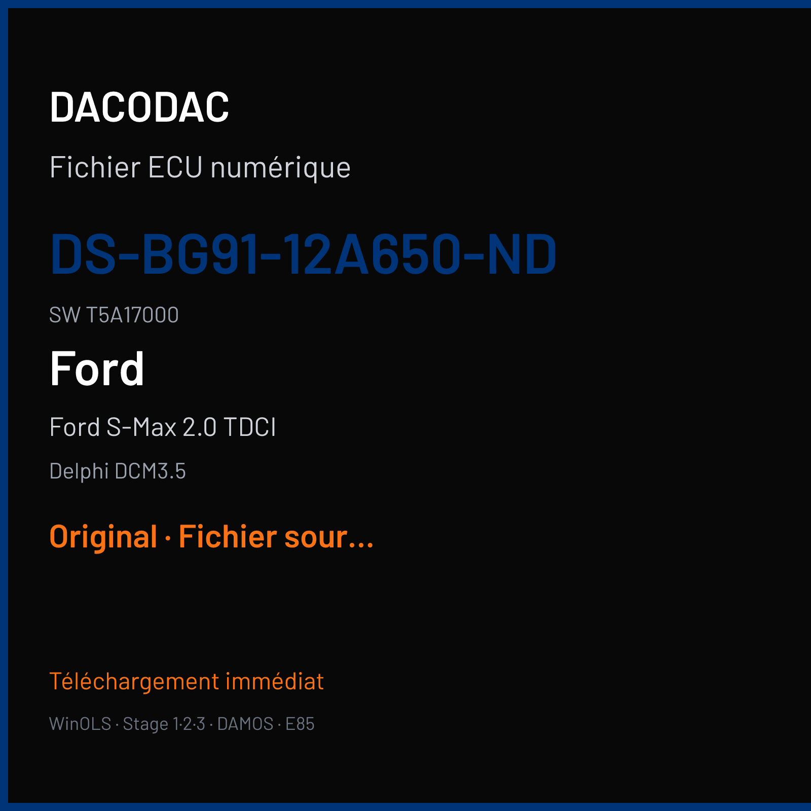 Ford S-Max 2.0 TDCI (2010) — Delphi DCM3.5 — DS-BG91-12A650-ND · T5A17000 — Original