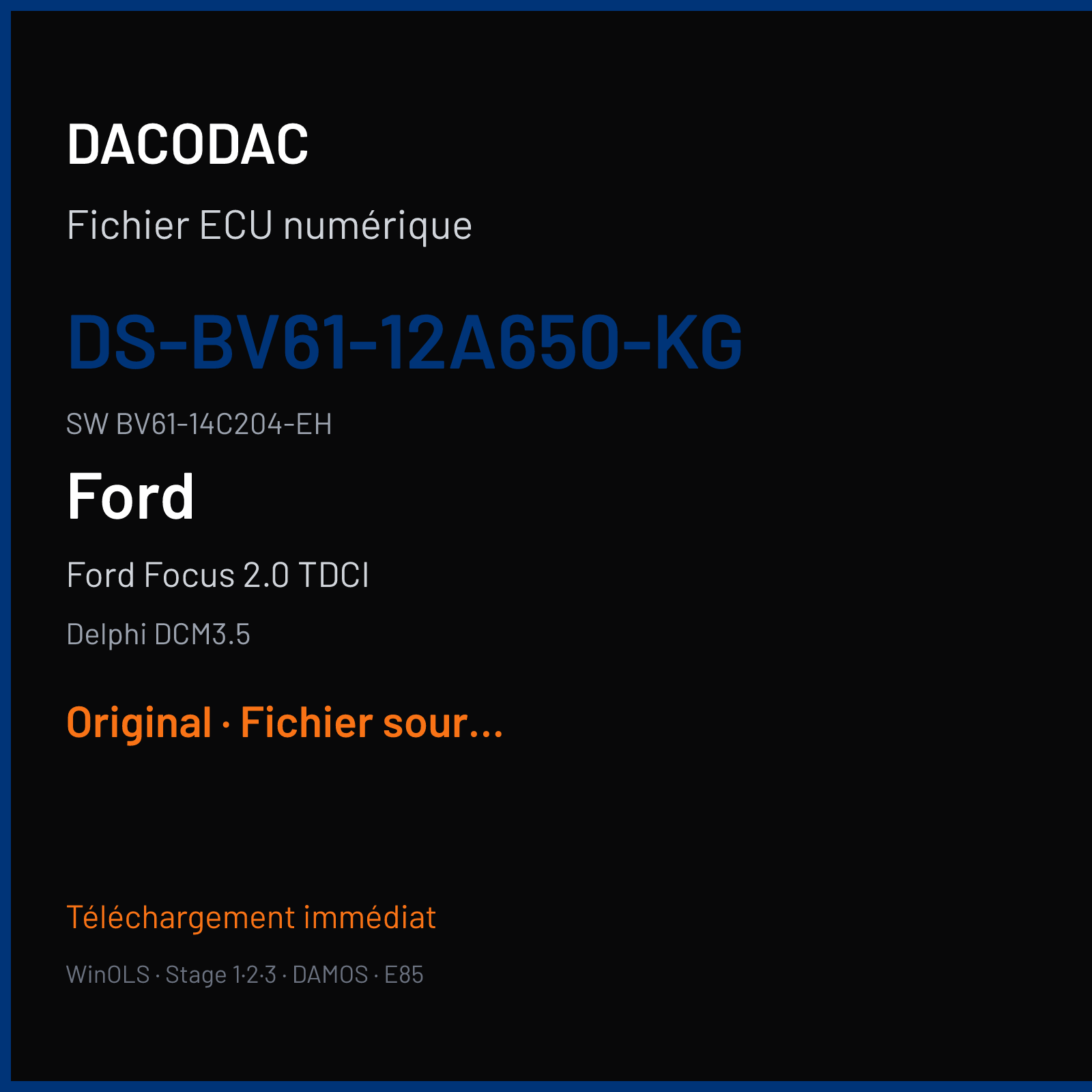 Ford Focus 2.0 TDCI (2012) — Delphi DCM3.5 — DS-BV61-12A650-KG · BV61-14C204-EH — Original