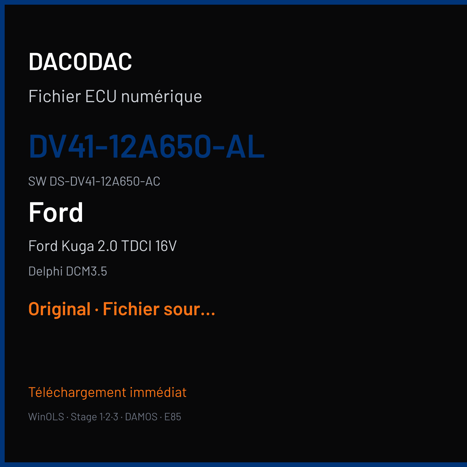 Ford Kuga 2.0 TDCI 16V 115 ch (2015) — Delphi DCM3.5 — DV41-12A650-AL · DS-DV41-12A650-AC · DV41-14C204-AL — Original