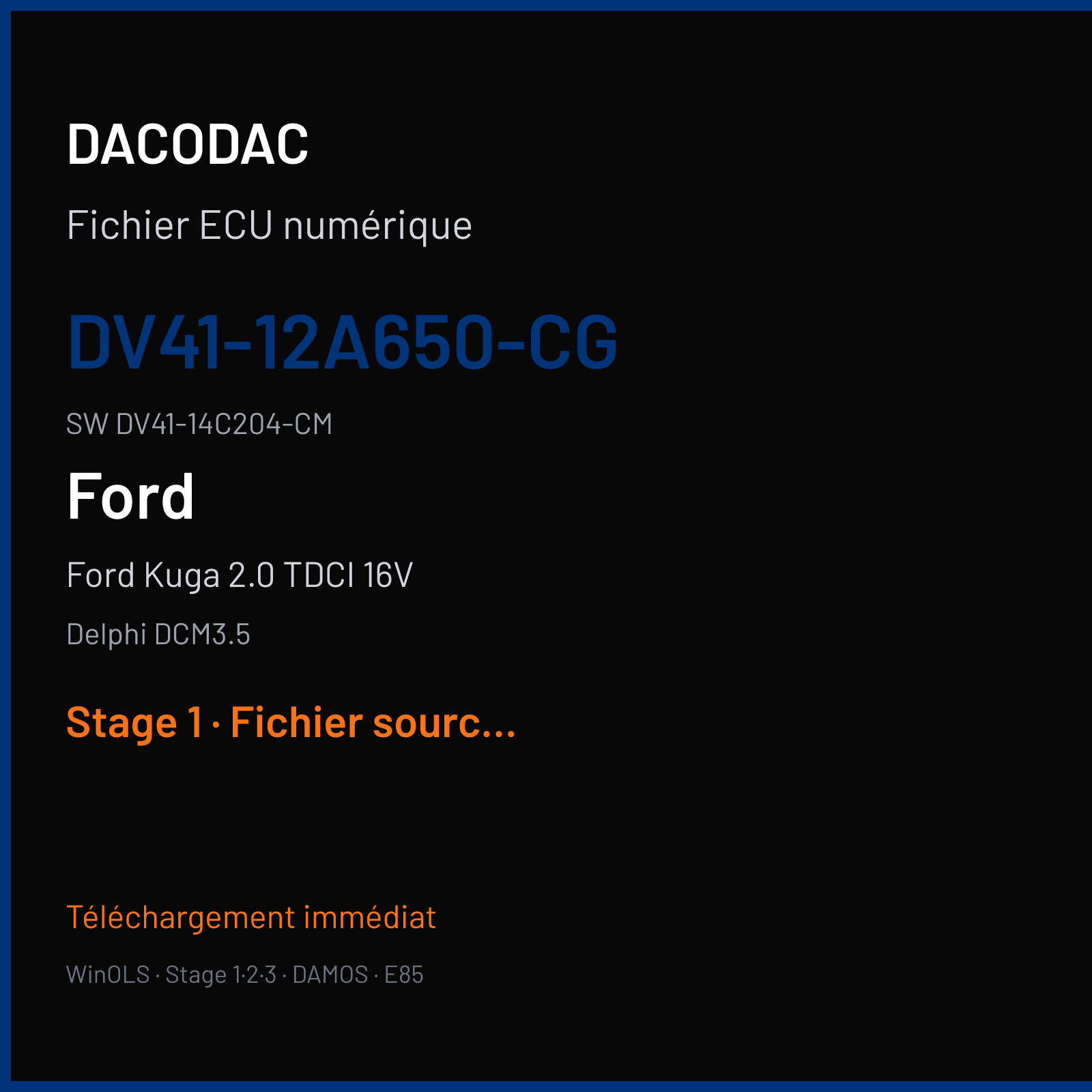 Ford Kuga 2.0 TDCI 16V (2013) — Delphi DCM3.5 — DV41-12A650-CG · DV41-14C204-CM — Stage 1