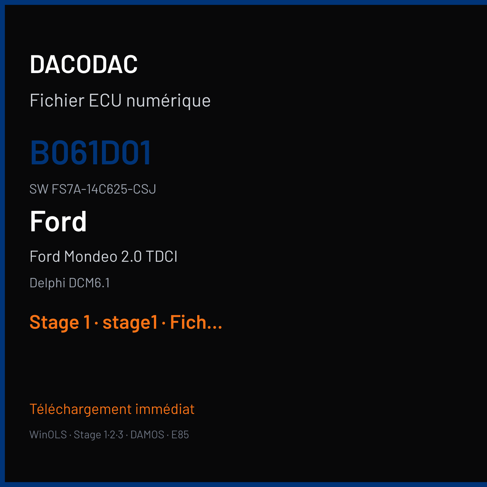 Ford Mondeo 2.0 TDCI (2015) — Delphi DCM6.1 — B061D01 · FS7A-14C625-CSJ — Stage 1