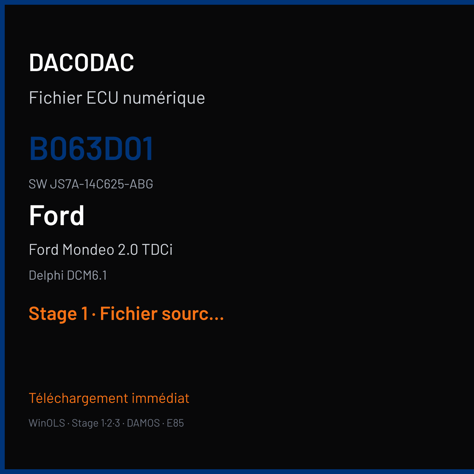 Ford Mondeo 2.0 TDCi (2018) — Delphi DCM6.1 — B063D01 · JS7A-14C625-ABG — Stage 1