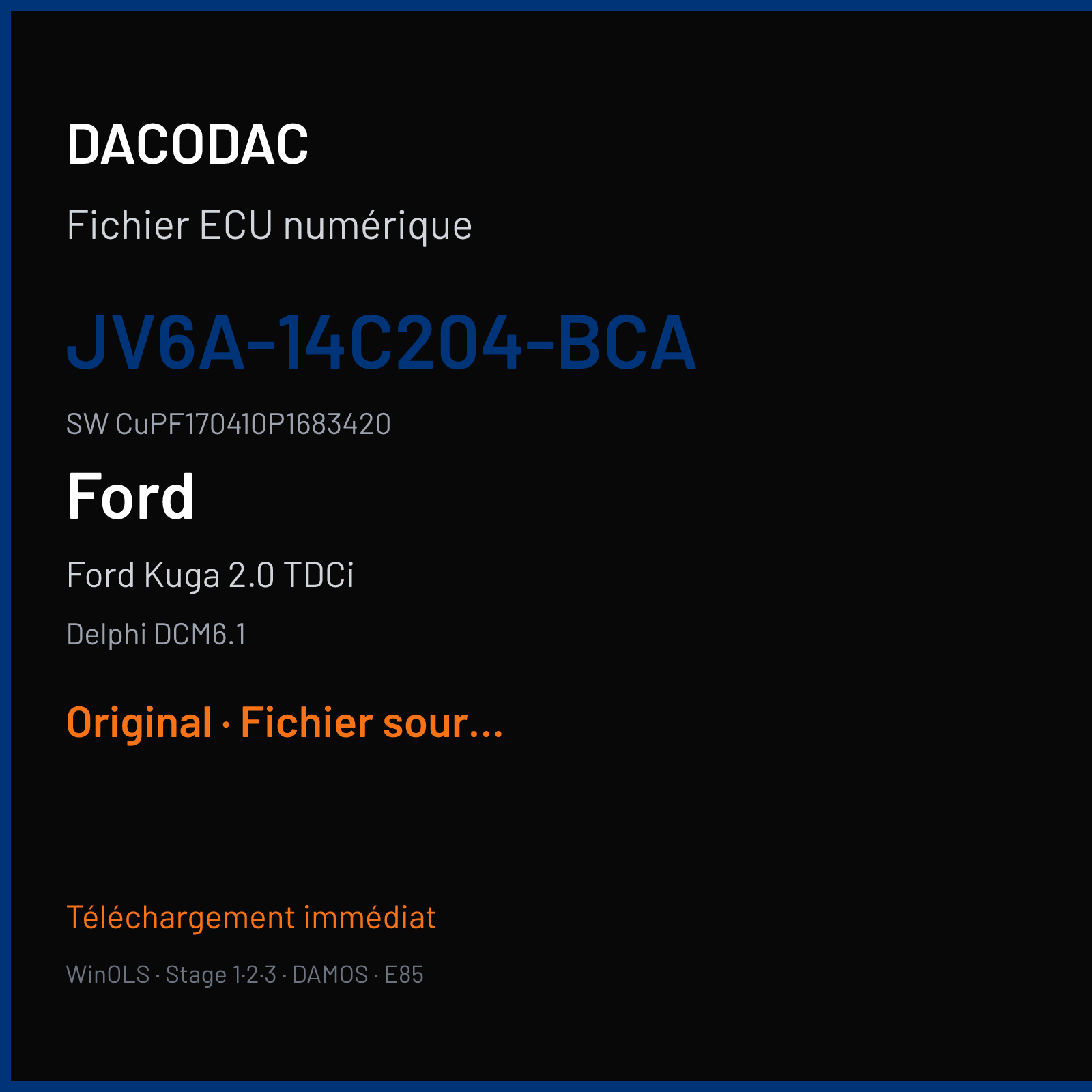 Ford Kuga 2.0 TDCi (2015) — Delphi DCM6.1 — JV6A-14C204-BCA · CuPF170410P1683420 — Original