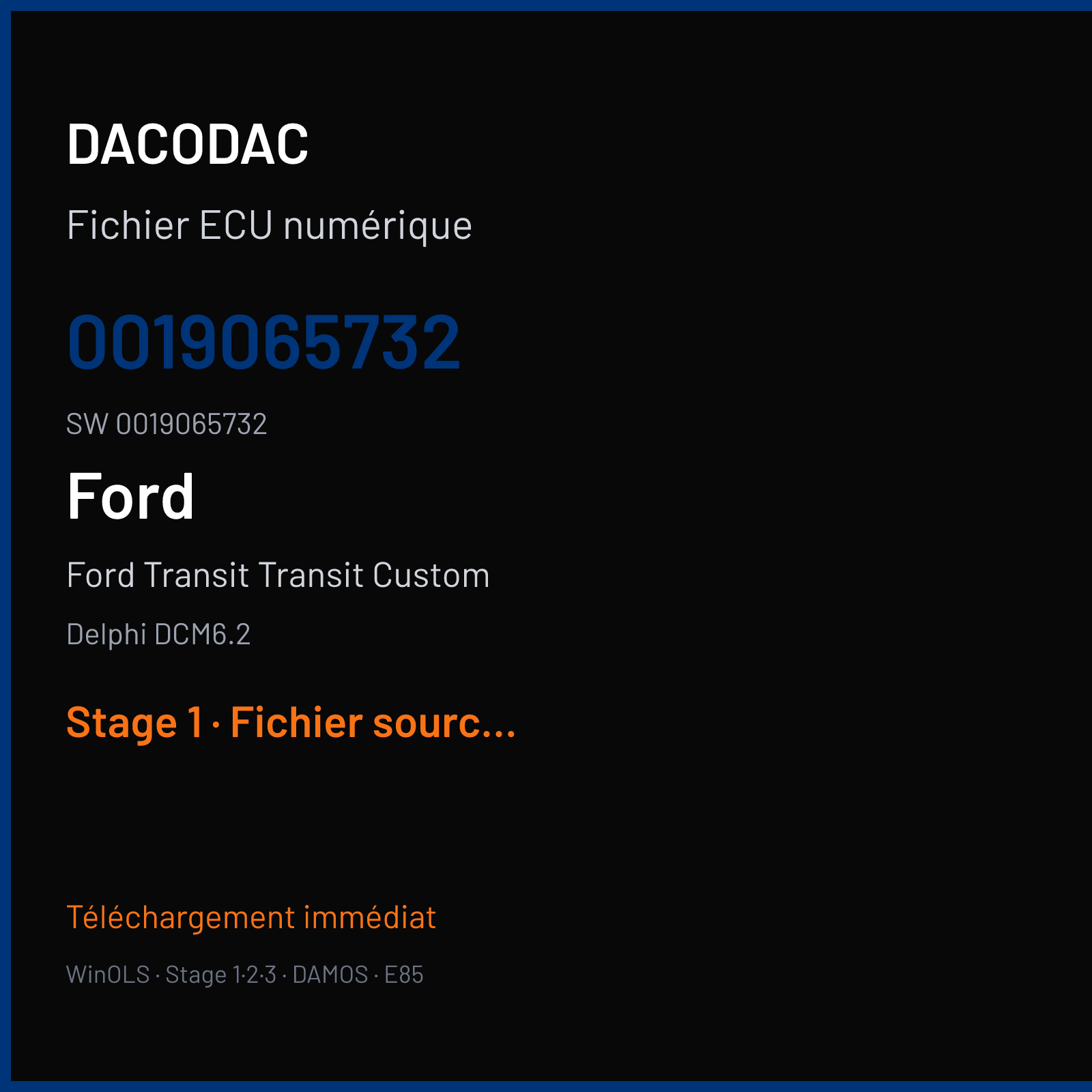 Ford Transit Transit Custom (2017) — Delphi DCM6.2 — 0019065732 · 0019065732 — Stage 1