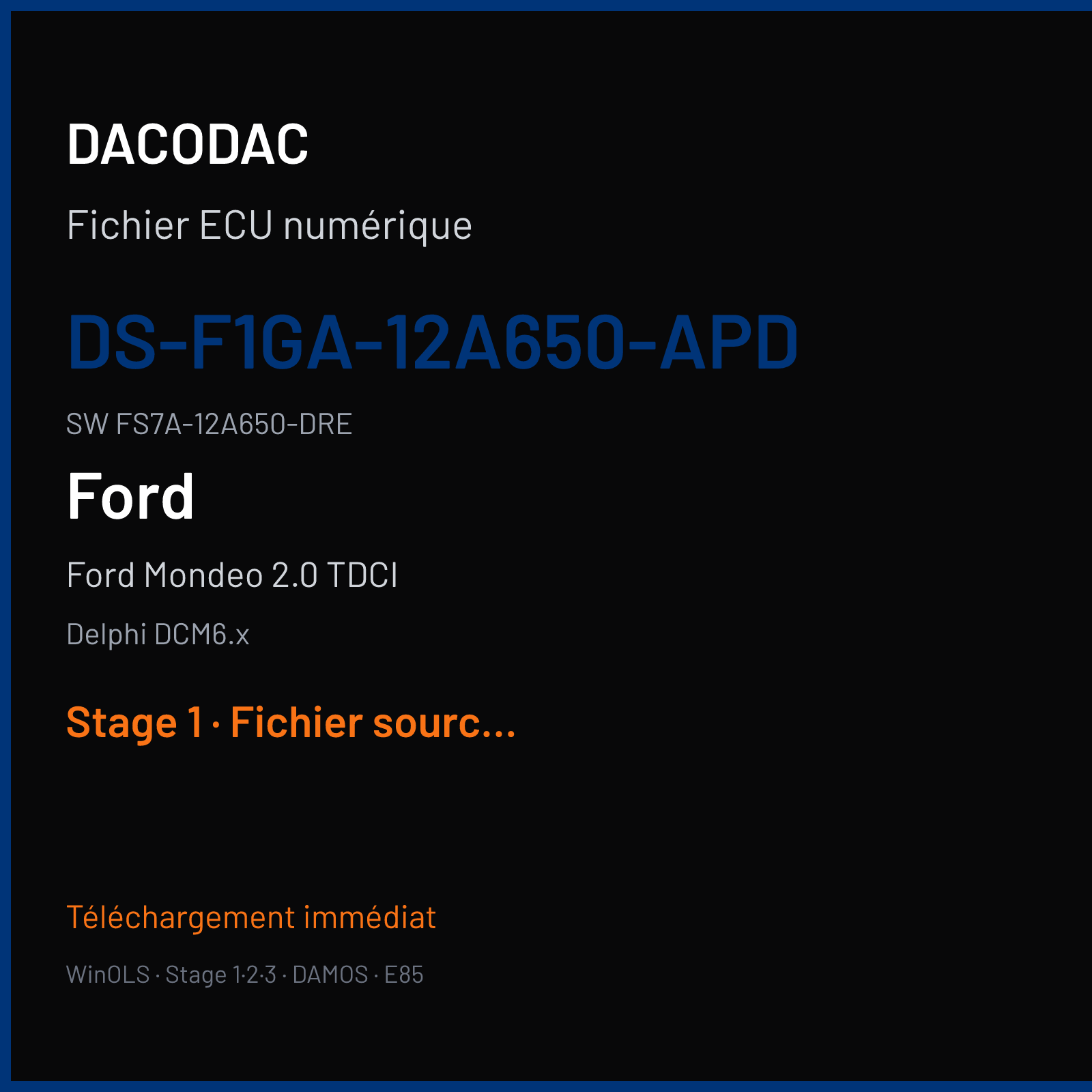 Ford Mondeo 2.0 TDCI (2015) — Delphi DCM6.x — DS-F1GA-12A650-APD · FS7A-12A650-DRE — Stage 1