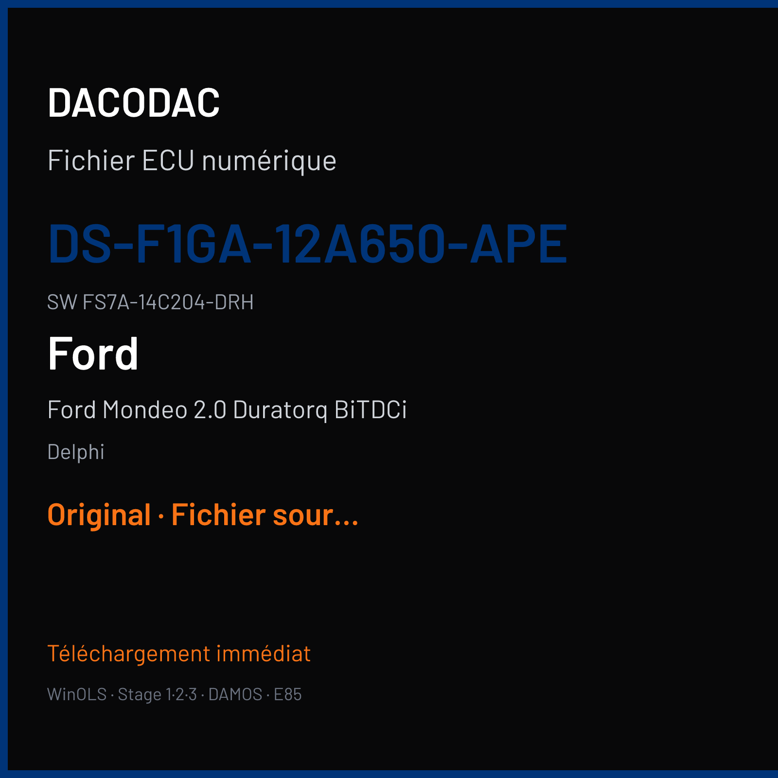 Ford Mondeo 2.0 Duratorq BiTDCi 210 ch — Delphi — DS-F1GA-12A650-APE · FS7A-14C204-DRH — Original
