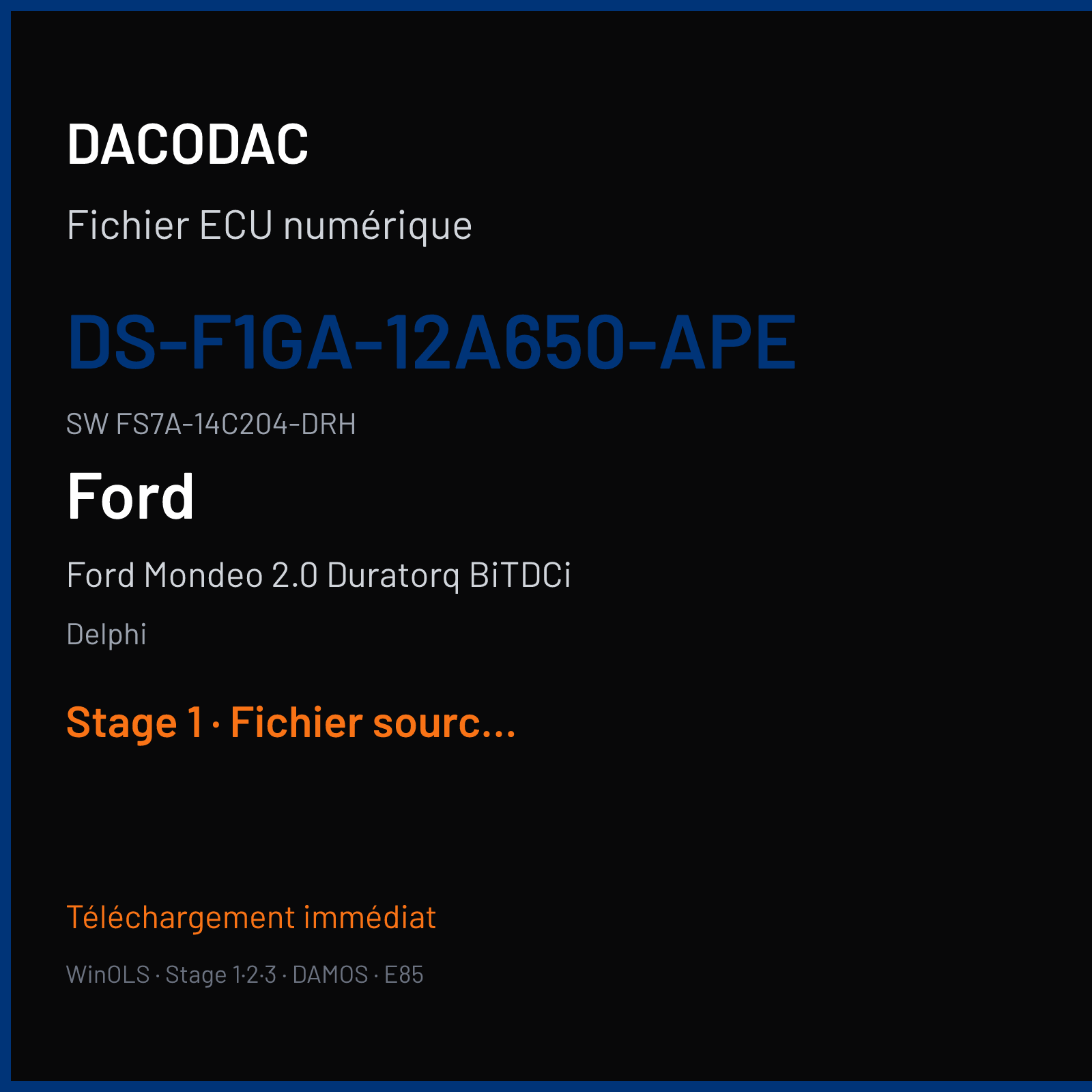 Ford Mondeo 2.0 Duratorq BiTDCi 210 ch — Delphi — DS-F1GA-12A650-APE · FS7A-14C204-DRH — Stage 1