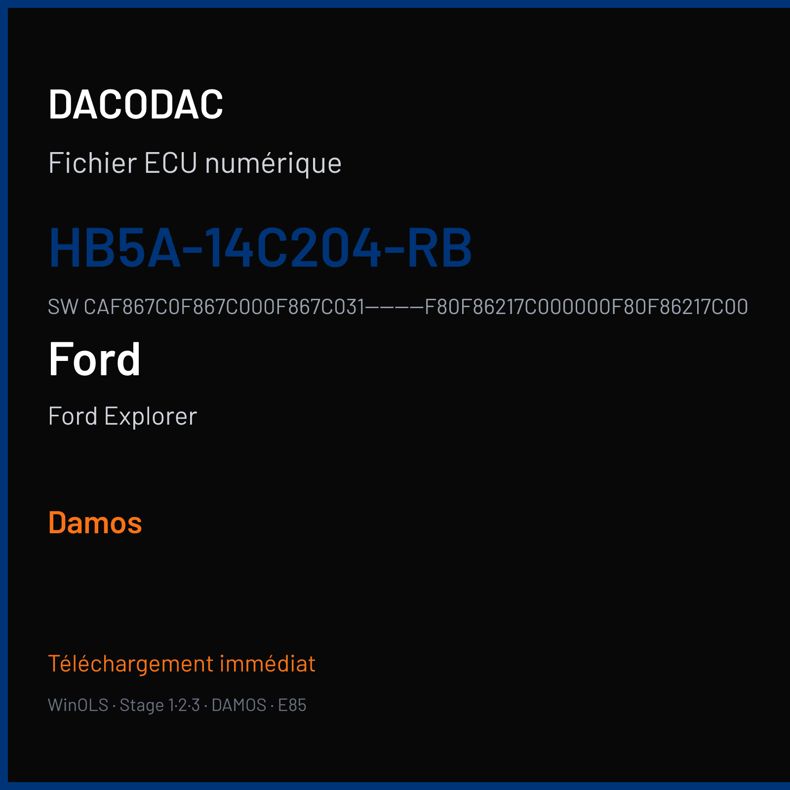 Ford Explorer — HB5A-14C204-RB · CAF867C0F867C000F867C031--------F80F86217C000000F80F86217C00 — Damos