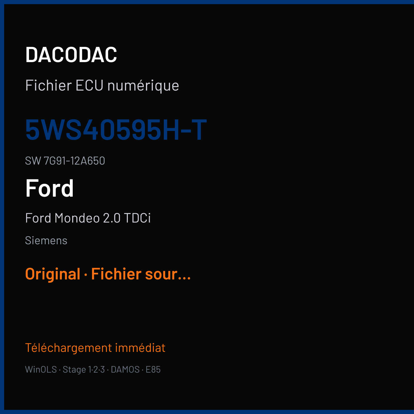 Ford Mondeo 2.0 TDCi 140 ch (2008) — Siemens — 5WS40595H-T · 7G91-12A650 · UH 10132126AA — Original