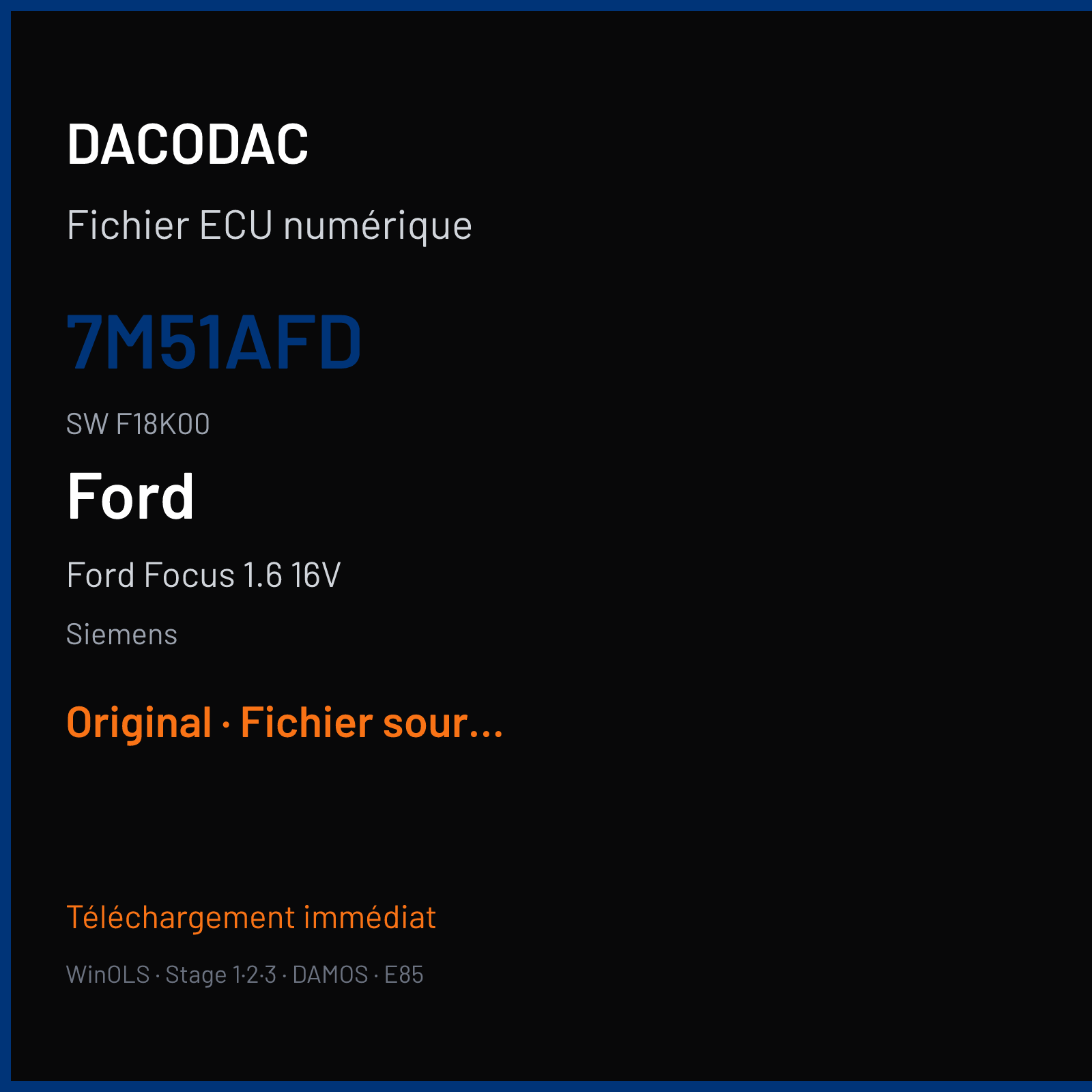 Ford Focus 1.6 16V — Siemens — 7M51AFD · F18K00 — Original