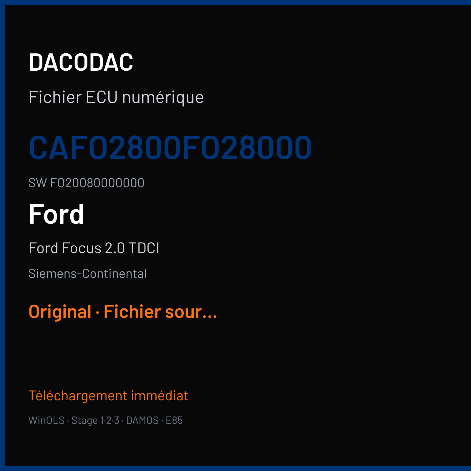 Ford Focus 2.0 TDCI (2009) — Siemens-Continental — CAFO2800FO28000 · FO20080000000 — Original