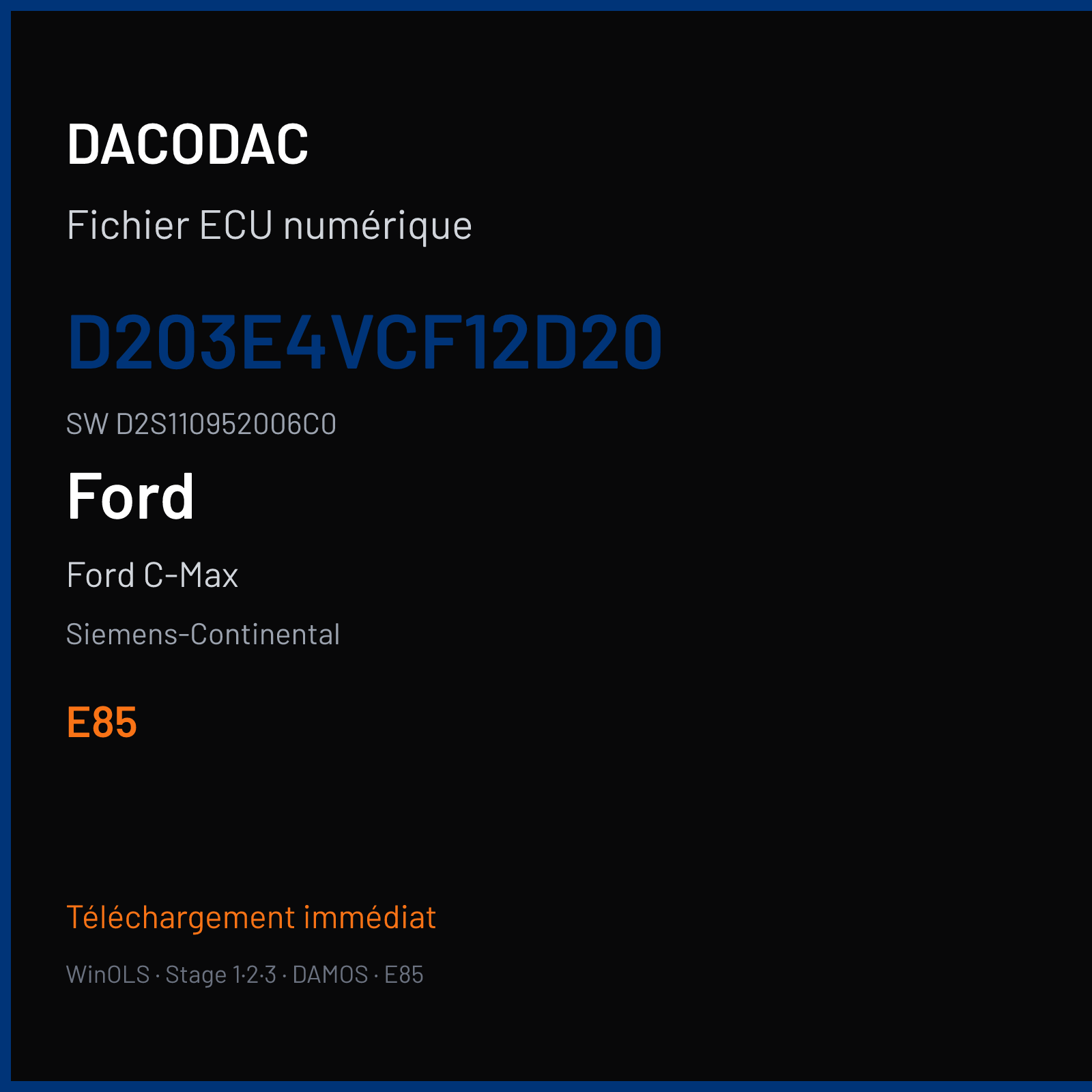 Ford C-Max — Siemens-Continental — D203E4VCF12D20 · D2S110952006C0 · F12A1D2000000 SIM-21-22-210-28-29 — E85
