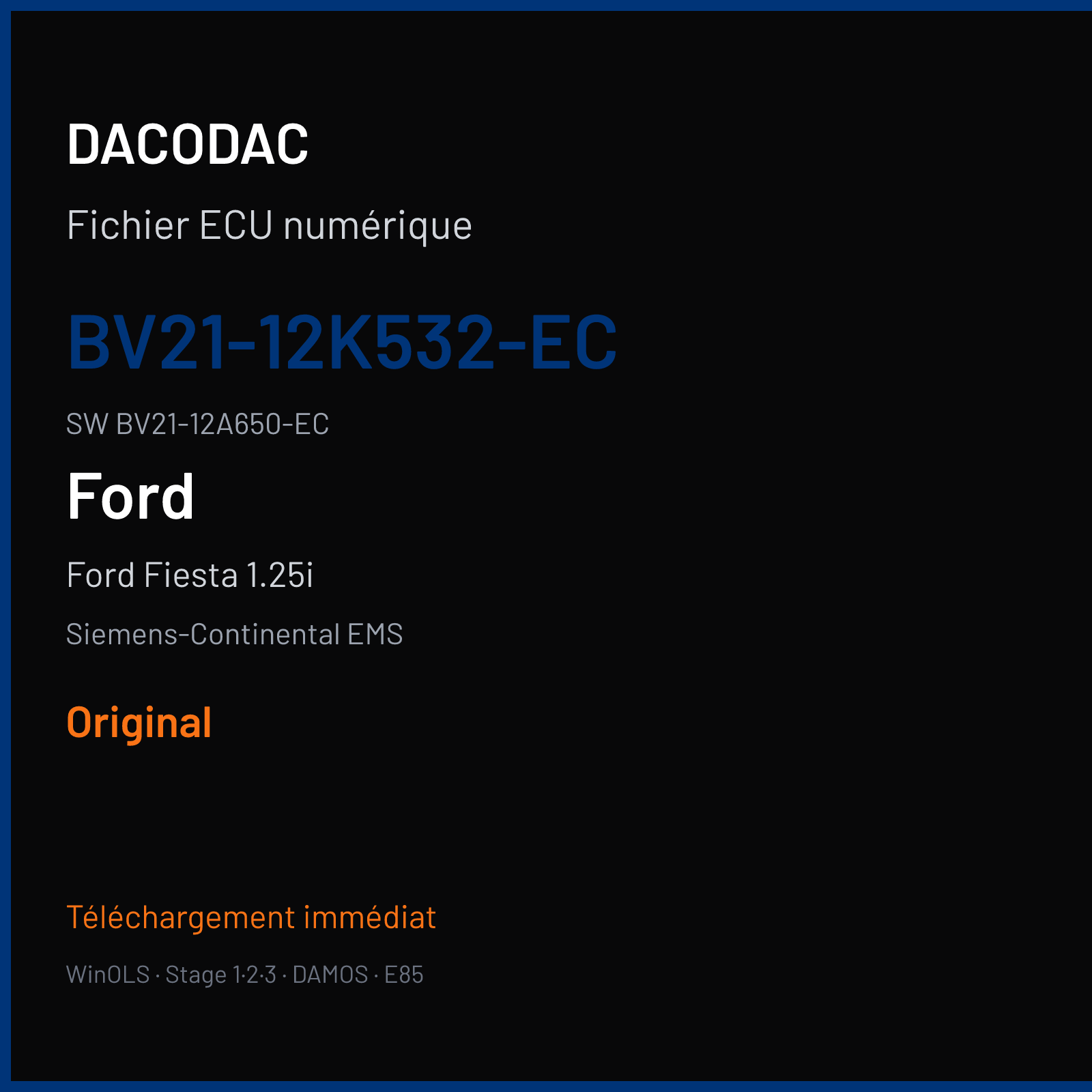 Ford Fiesta 1.25i 60 ch (2012) — Siemens-Continental EMS — BV21-12K532-EC · BV21-12A650-EC · F2540D0000000 — Original