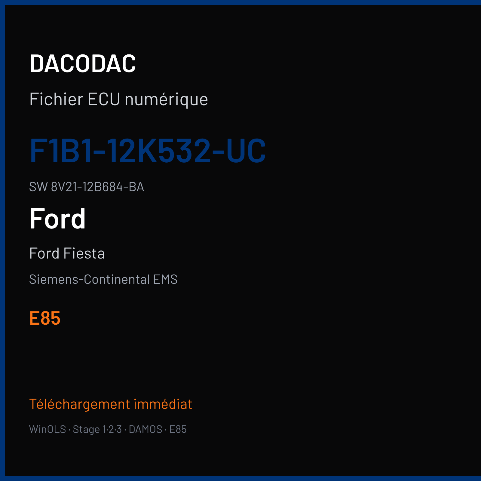 Ford Fiesta — Siemens-Continental EMS — F1B1-12K532-UC · 8V21-12B684-BA · F2540K0000000 — E85
