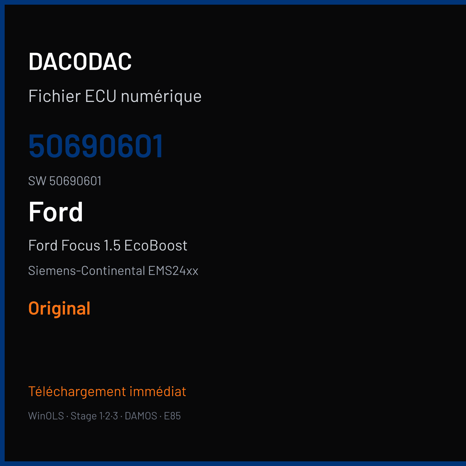 Ford Focus 1.5 EcoBoost 148 ch (2015) — Siemens-Continental EMS24xx — 50690601 · 50690601 · F903087000000 — Original