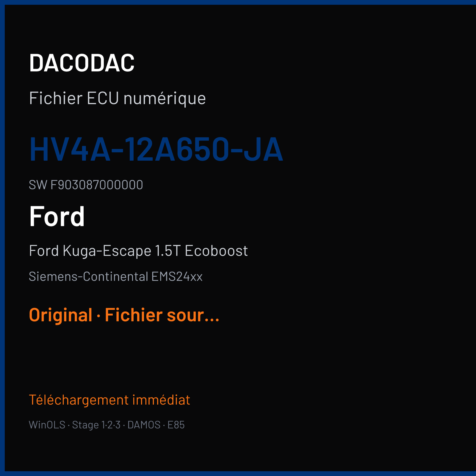 Ford Kuga-Escape 1.5T Ecoboost (2017) — Siemens-Continental EMS24xx — HV4A-12A650-JA · F903087000000 — Original
