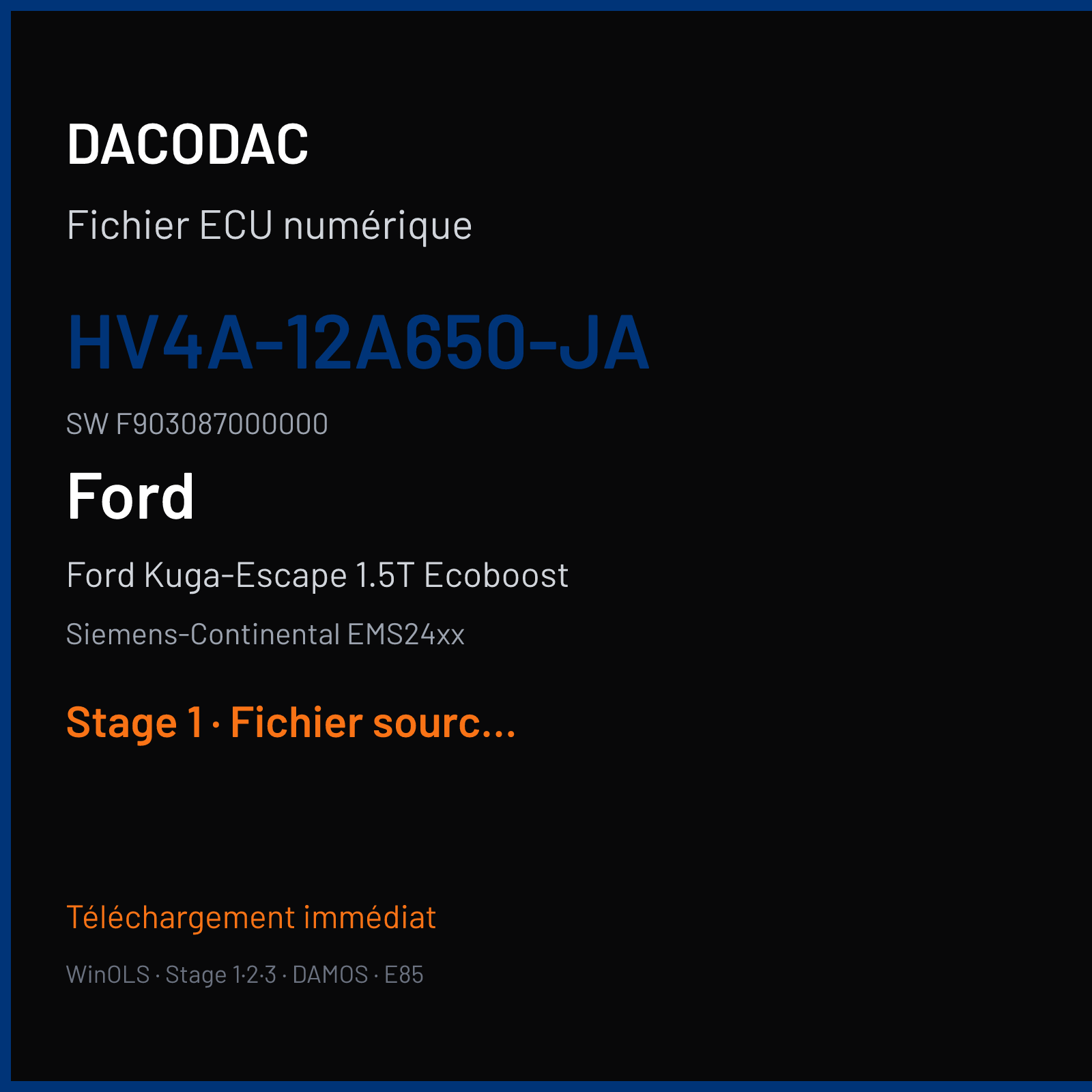 Ford Kuga-Escape 1.5T Ecoboost (2017) — Siemens-Continental EMS24xx — HV4A-12A650-JA · F903087000000 — Stage 1