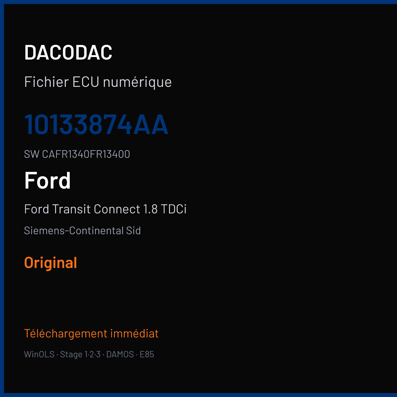 Ford Transit Connect 1.8 TDCi 75 ch — Siemens-Continental Sid — 10133874AA · CAFR1340FR13400 · FR1D034000000 — Original