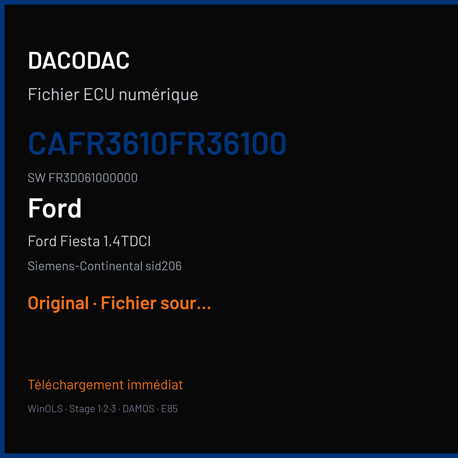 Ford Fiesta 1.4TDCI (2009) — Siemens-Continental sid206 — CAFR3610FR36100 · FR3D061000000 — Original