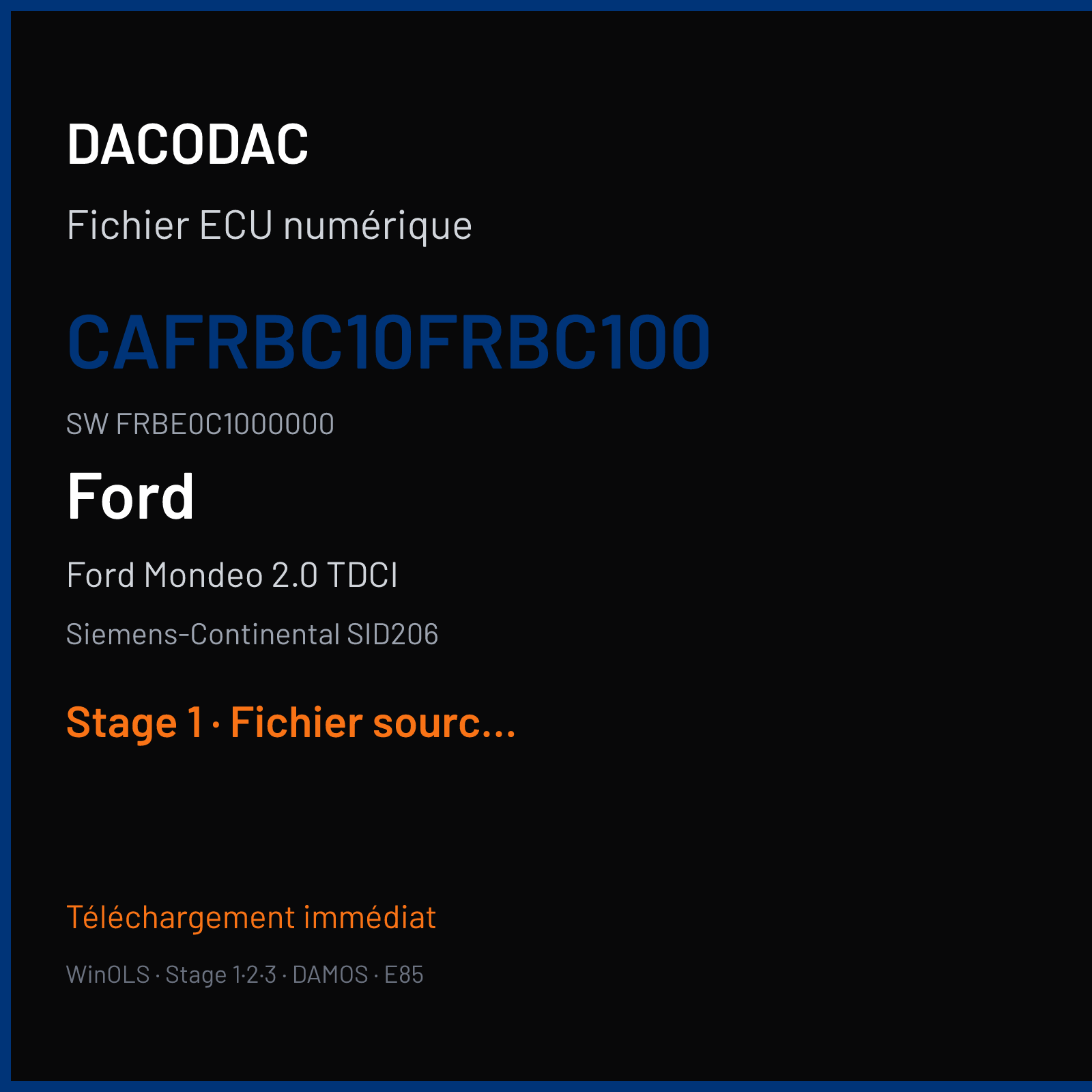 Ford Mondeo 2.0 TDCI (2009) — Siemens-Continental SID206 — CAFRBC10FRBC100 · FRBE0C1000000 — Stage 1