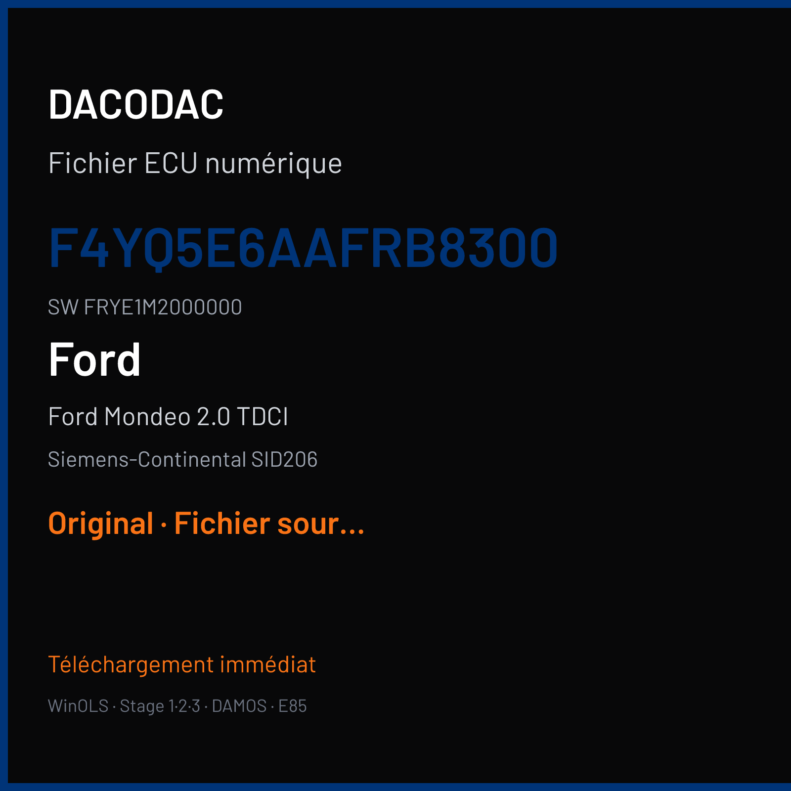 Ford Mondeo 2.0 TDCI (2008) — Siemens-Continental SID206 — F4YQ5E6AAFRB8300 · FRYE1M2000000 — Original