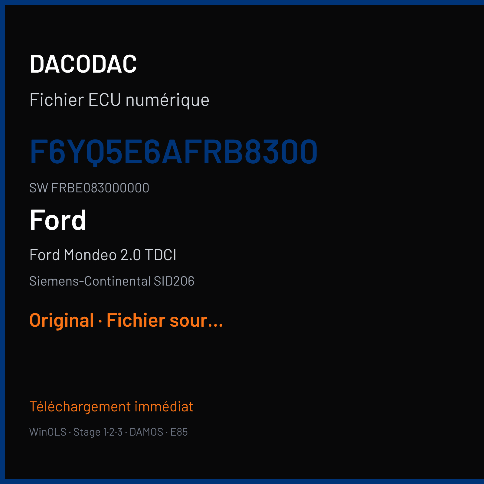 Ford Mondeo 2.0 TDCI (2009) — Siemens-Continental SID206 — F6YQ5E6AFRB8300 · FRBE083000000 — Original