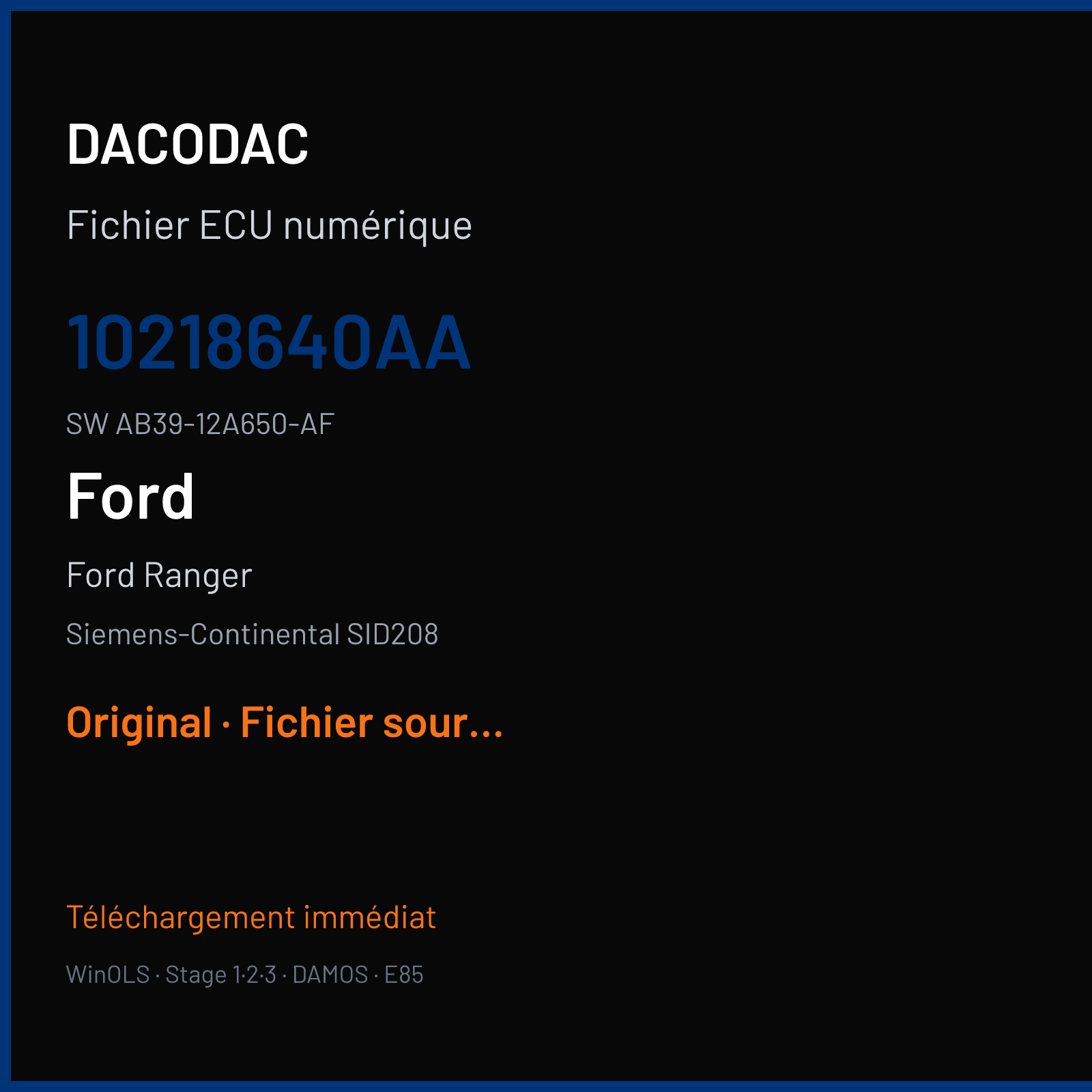 Ford Ranger — Siemens-Continental SID208 — 10218640AA · AB39-12A650-AF · FRQ6195000000 — Original