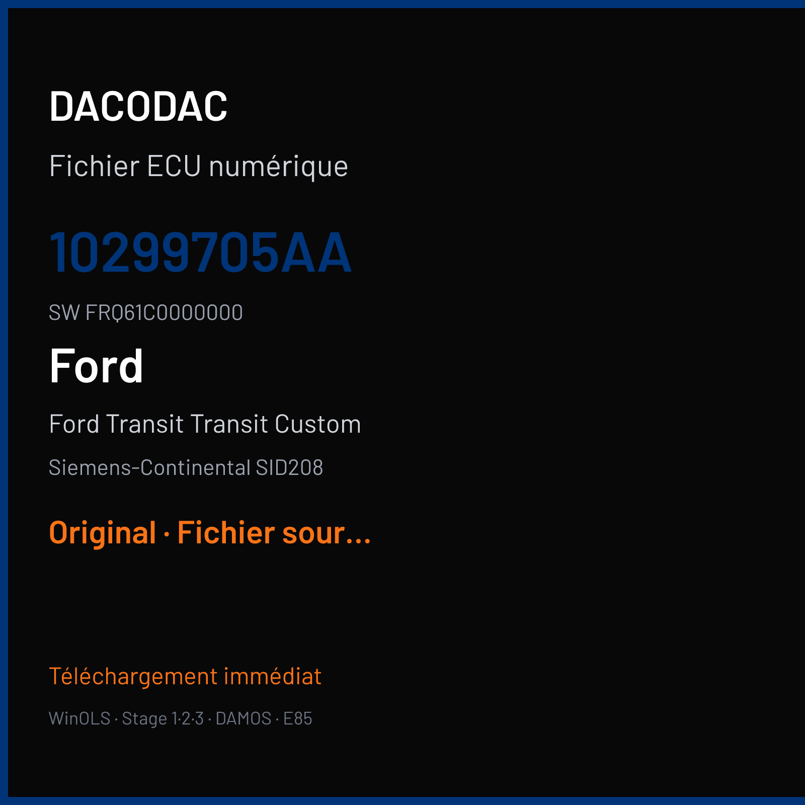 Ford Transit Transit Custom (2014) — Siemens-Continental SID208 — 10299705AA · FRQ61C0000000 — Original