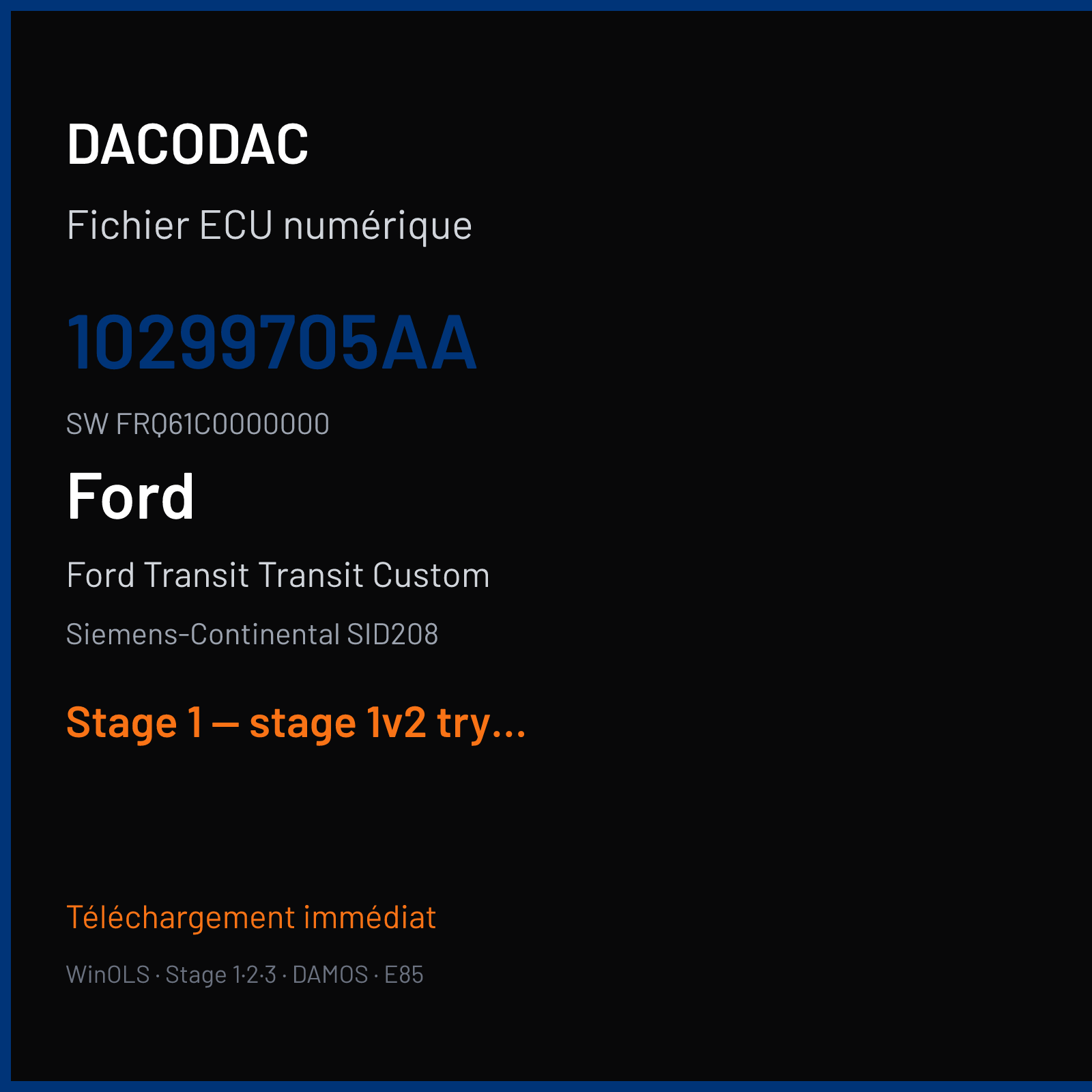 Ford Transit Transit Custom (2014) — Siemens-Continental SID208 — 10299705AA · FRQ61C0000000 — Stage 1 — stage 1v2 try to add power in low rpm is better but customer wants more