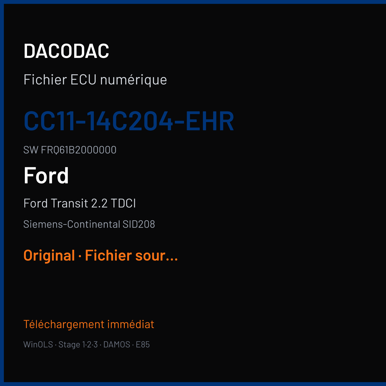 Ford Transit 2.2 TDCI (2012) — Siemens-Continental SID208 — CC11-14C204-EHR · FRQ61B2000000 — Original
