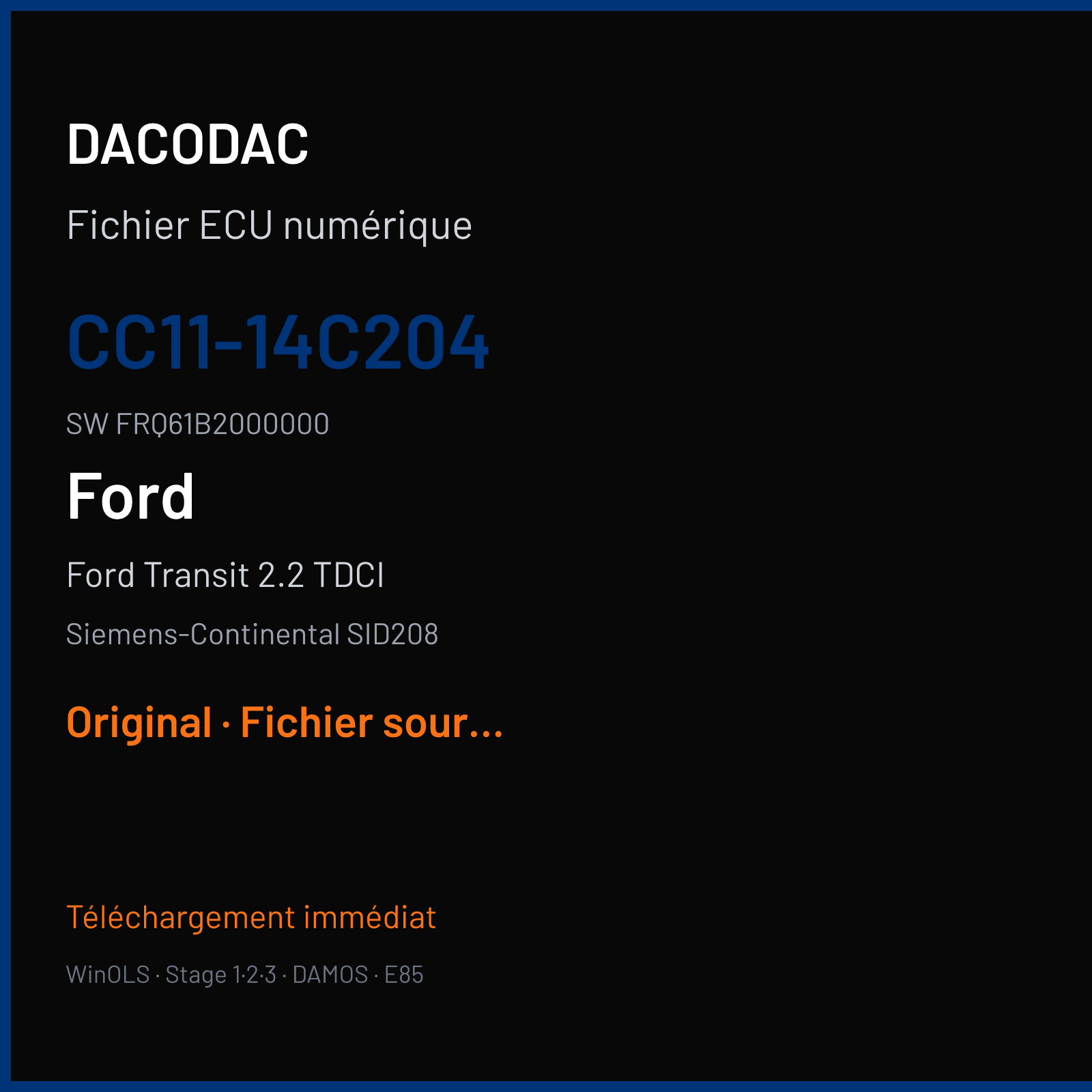 Ford Transit 2.2 TDCI (2012) — Siemens-Continental SID208 — CC11-14C204 · FRQ61B2000000 — Original