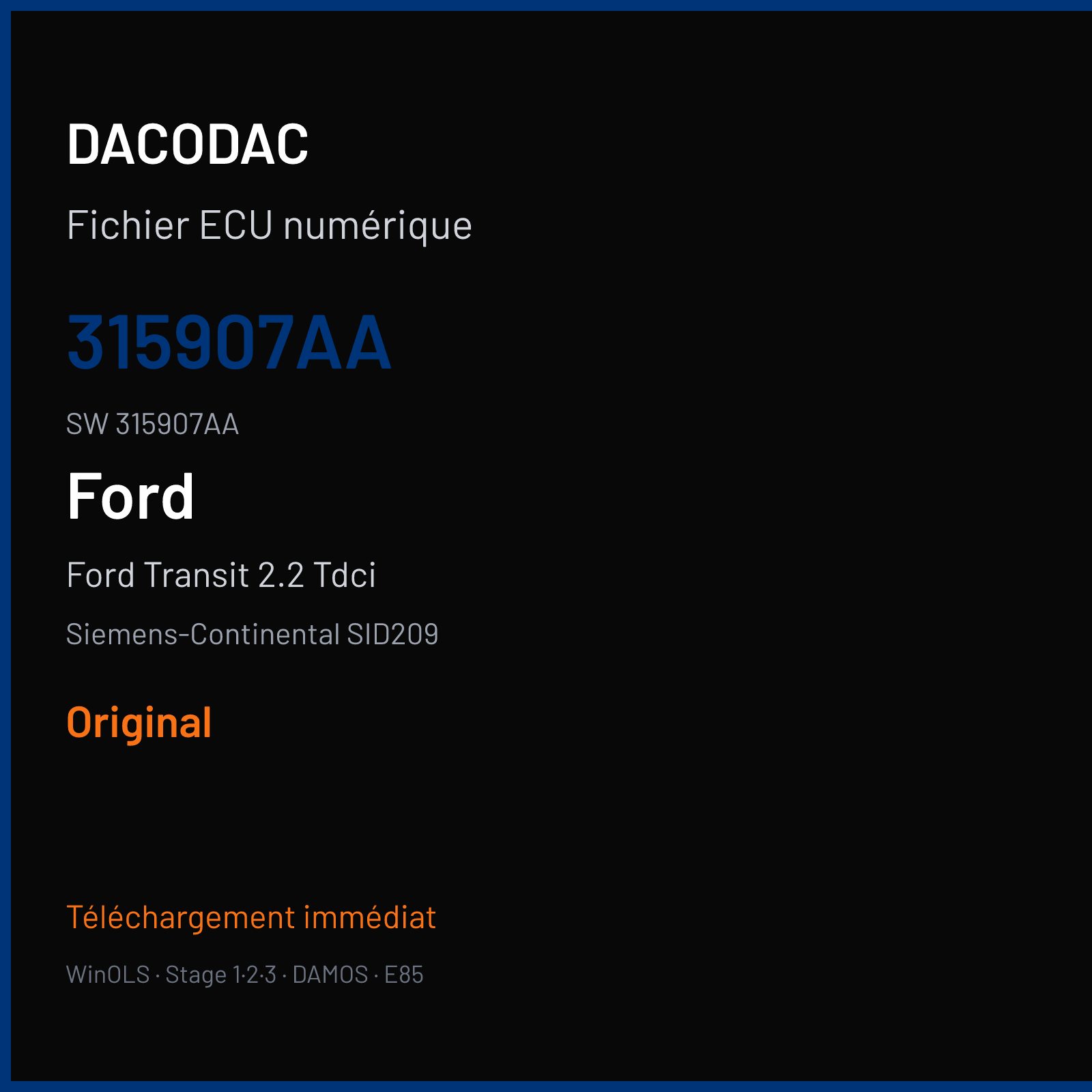 Ford Transit 2.2 Tdci 125 ch — Siemens-Continental SID209 — 315907AA · 315907AA — Original