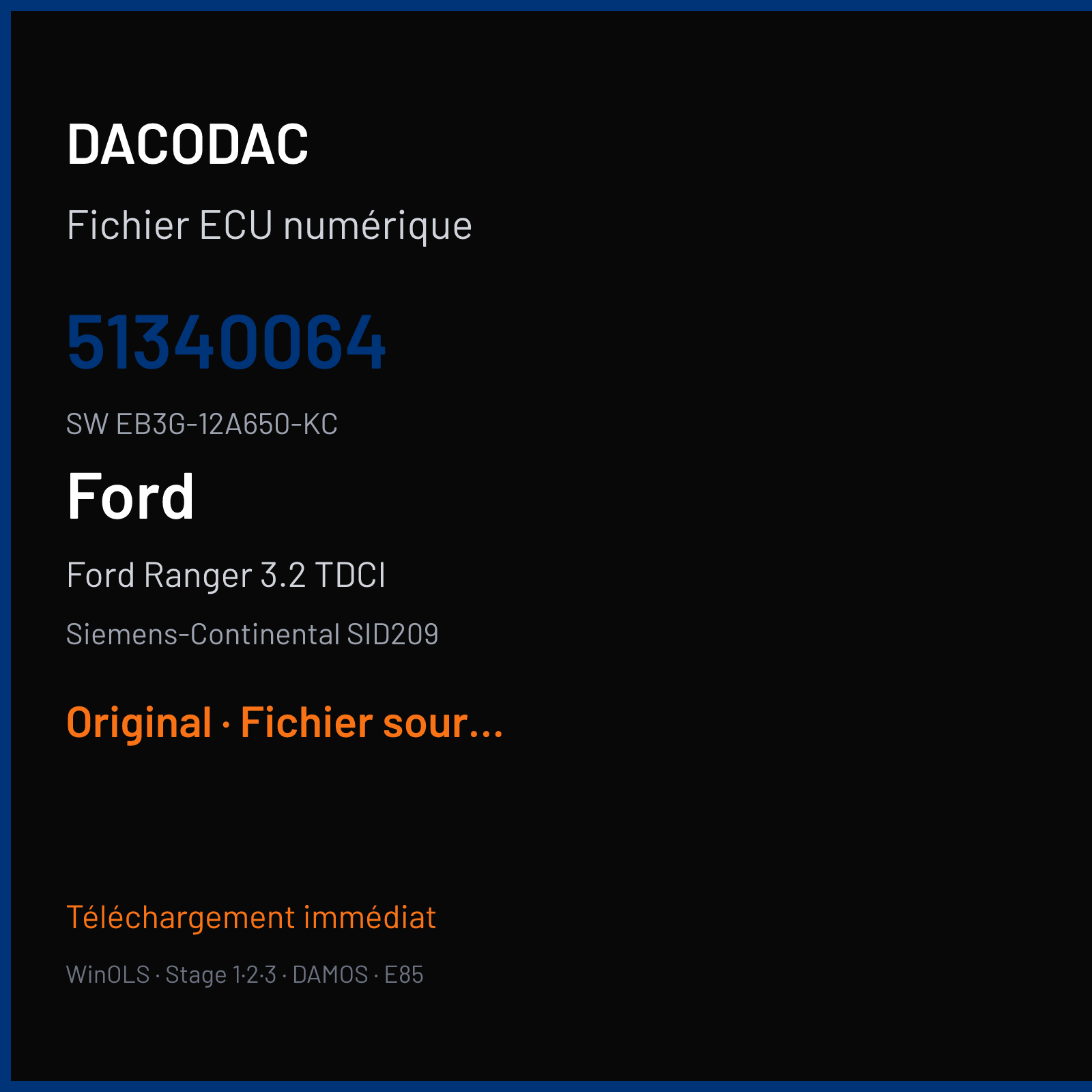 Ford Ranger 3.2 TDCI (2015) — Siemens-Continental SID209 — 51340064 · EB3G-12A650-KC — Original