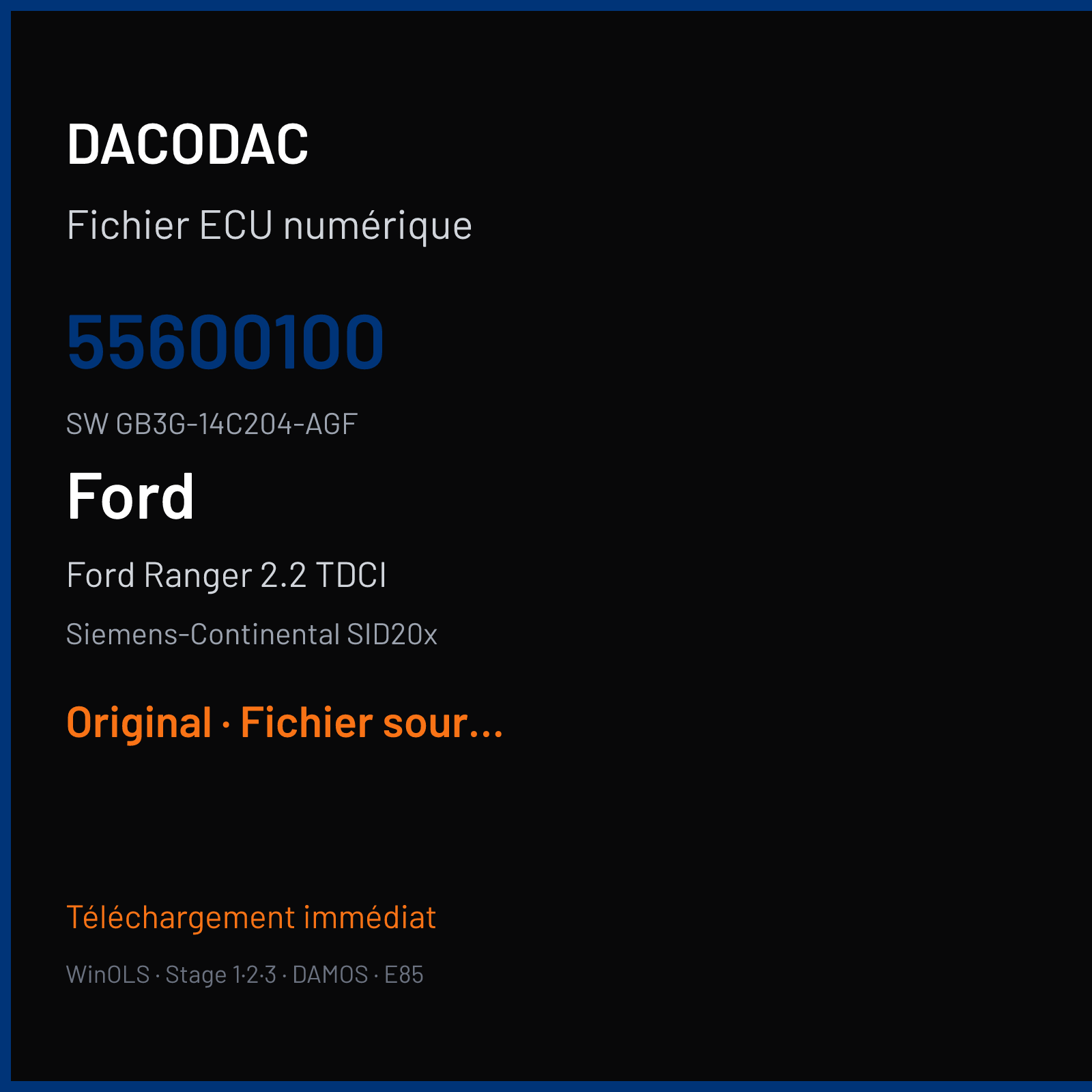 Ford Ranger 2.2 TDCI (2016) — Siemens-Continental SID20x — 55600100 · GB3G-14C204-AGF — Original