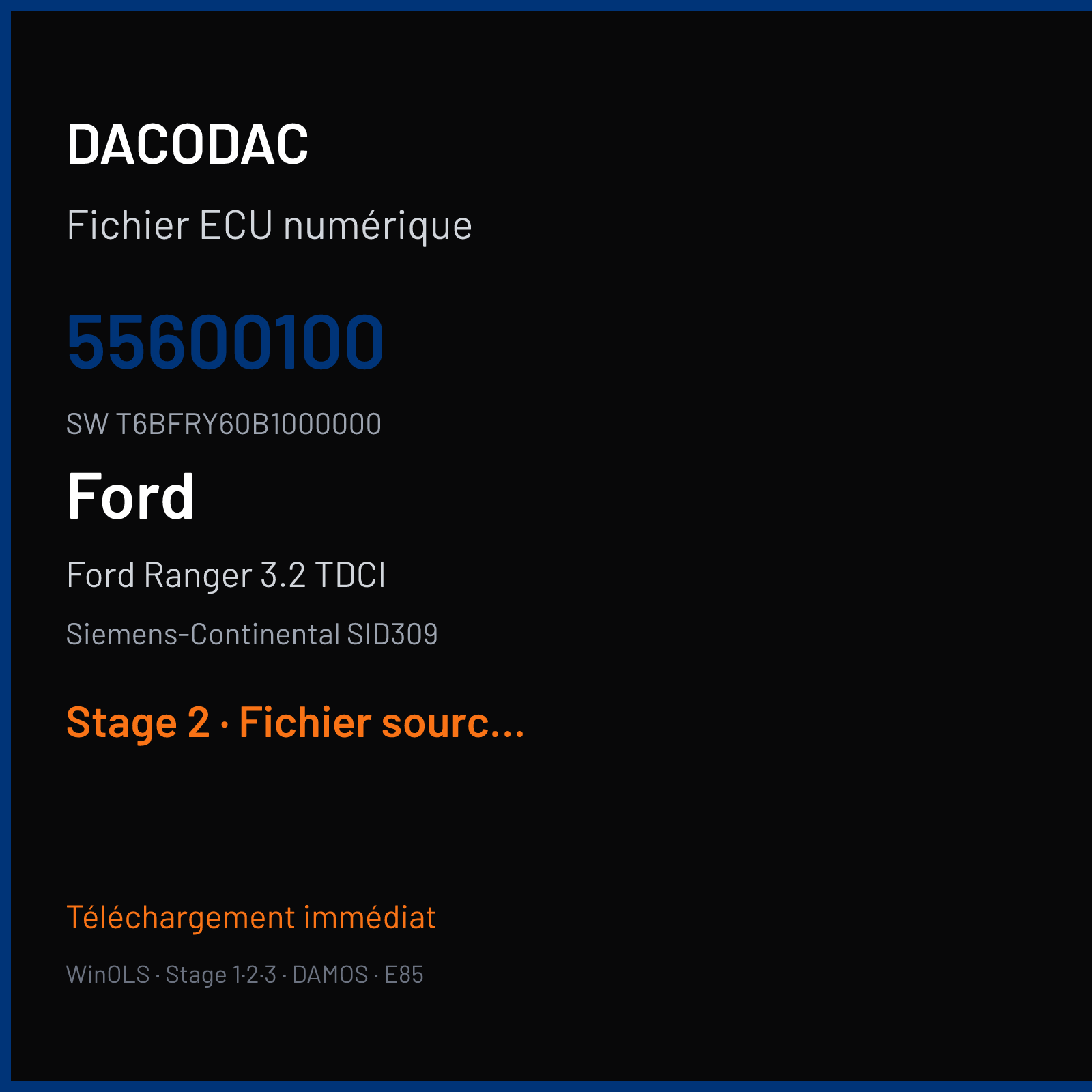 Ford Ranger 3.2 TDCI (2017) — Siemens-Continental SID309 — 55600100 · T6BFRY60B1000000 — Stage 2