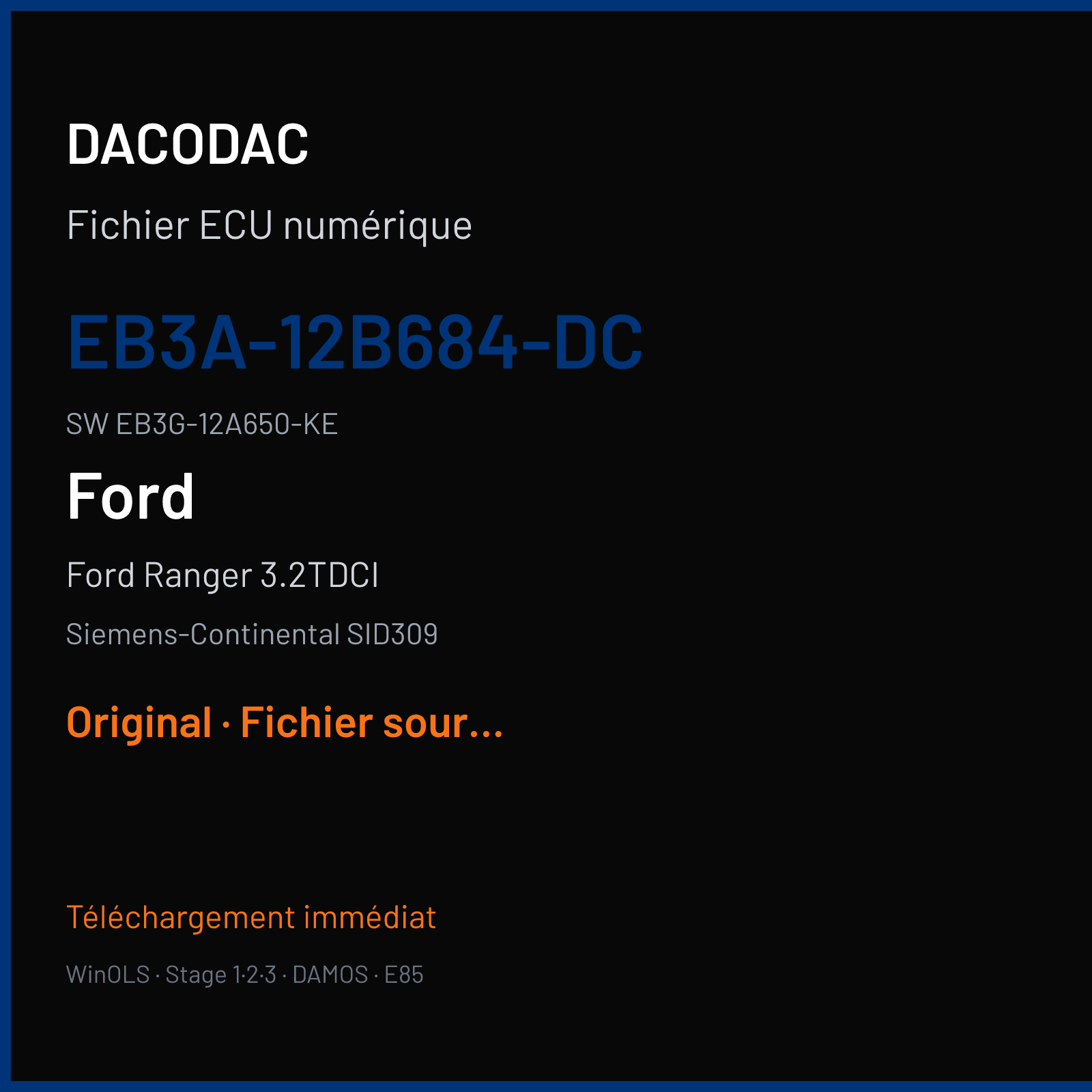 Ford Ranger 3.2TDCI (2018) — Siemens-Continental SID309 — EB3A-12B684-DC · EB3G-12A650-KE — Original