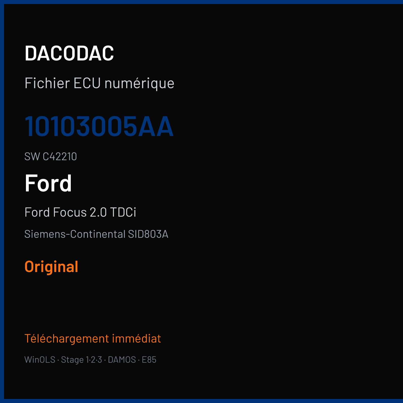 Ford Focus 2.0 TDCi 136 ch (2006) — Siemens-Continental SID803A — 10103005AA · C42210 · MFO22100 FO20021000000 — Original