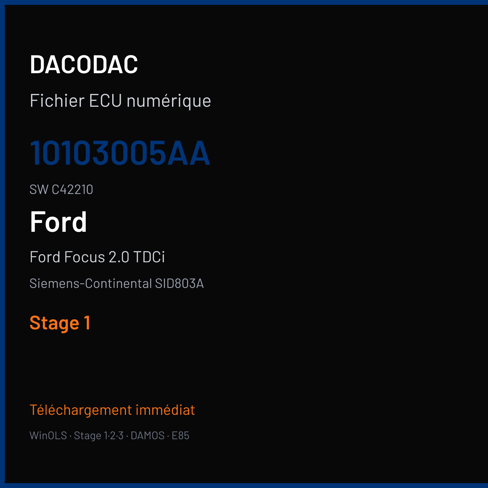 Ford Focus 2.0 TDCi 136 ch (2006) — Siemens-Continental SID803A — 10103005AA · C42210 · MFO22100 FO20021000000 — Stage 1