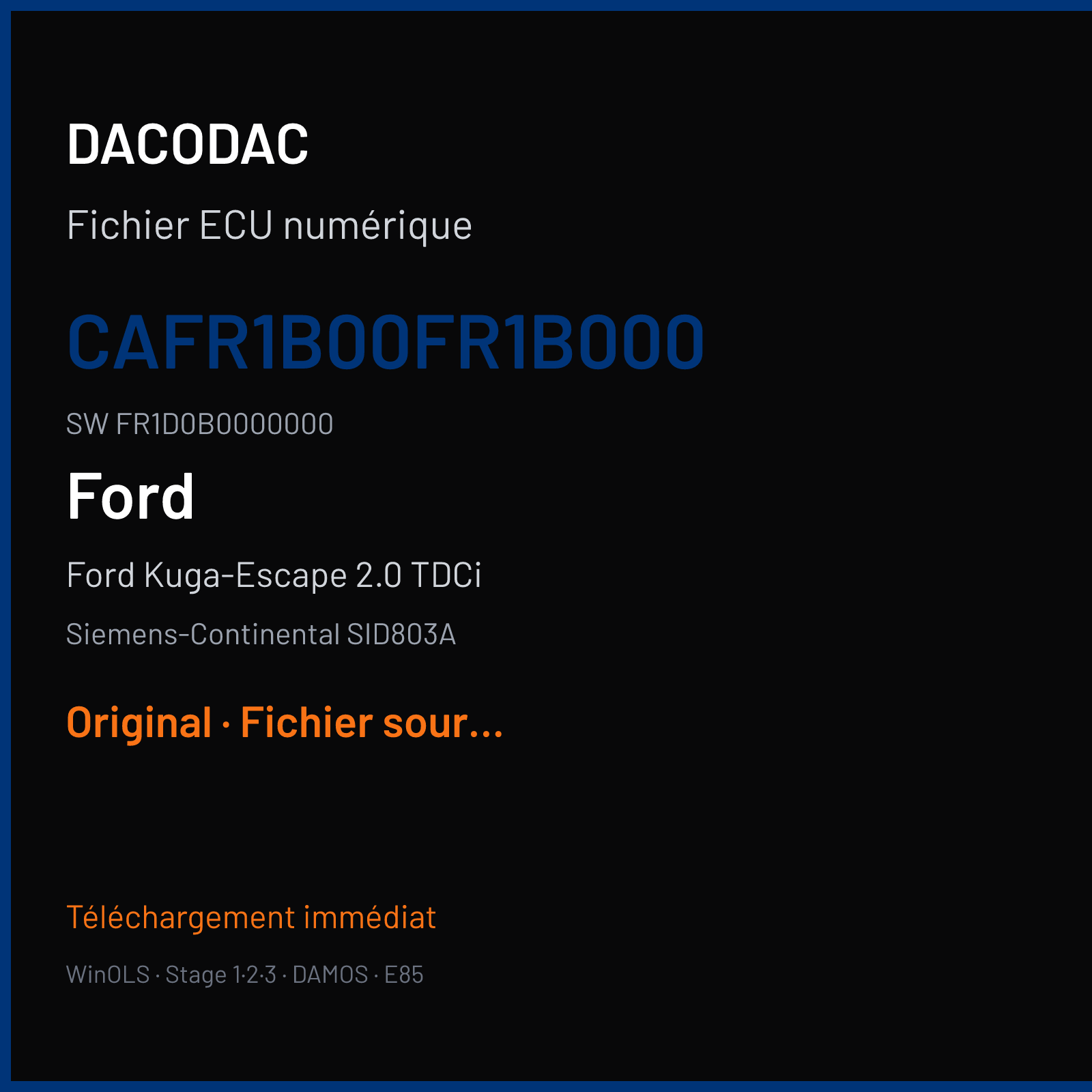 Ford Kuga-Escape 2.0 TDCi (2008) — Siemens-Continental SID803A — CAFR1B00FR1B000 · FR1D0B0000000 — Original