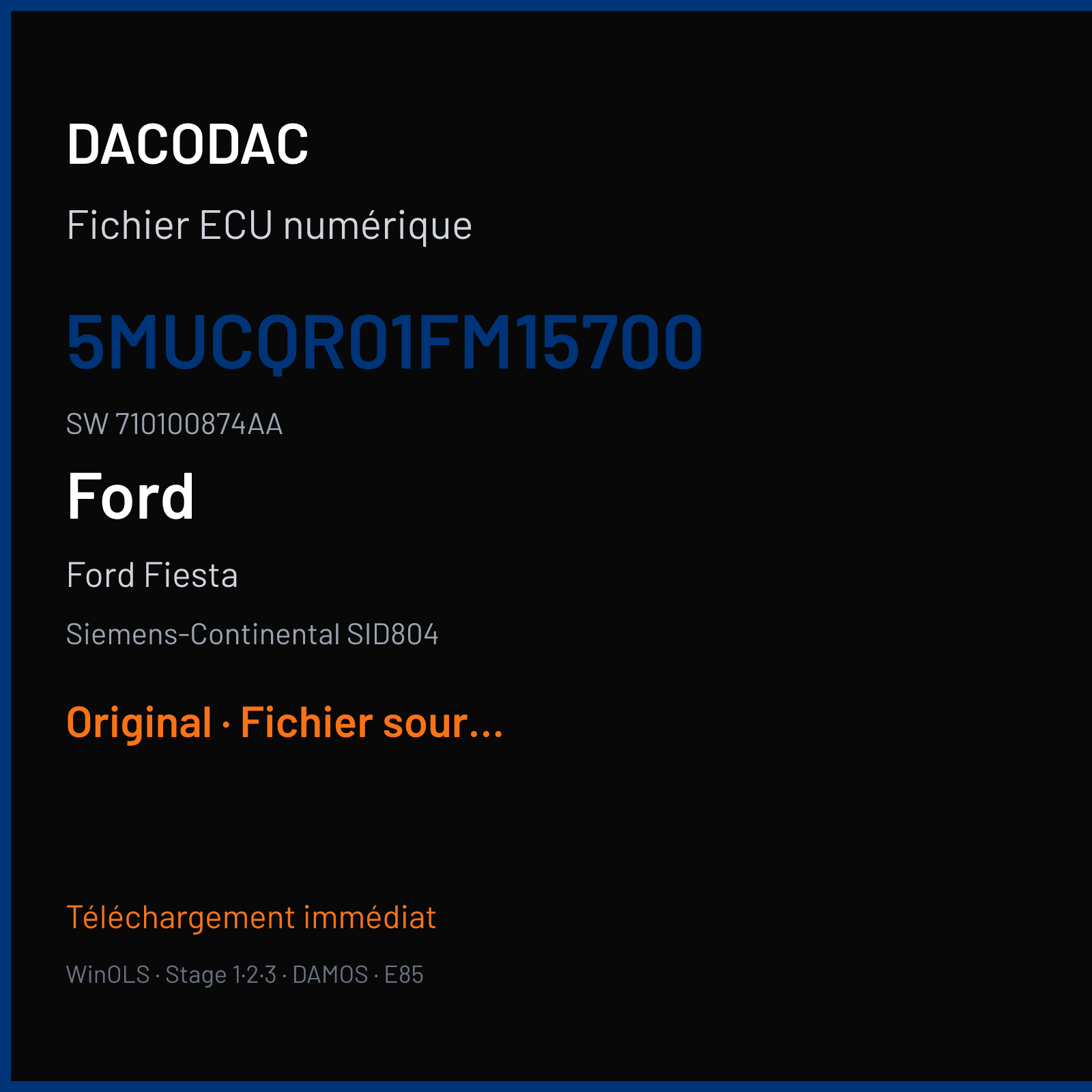 Ford Fiesta (2005) — Siemens-Continental SID804 — 5MUCQR01FM15700 · 710100874AA — Original