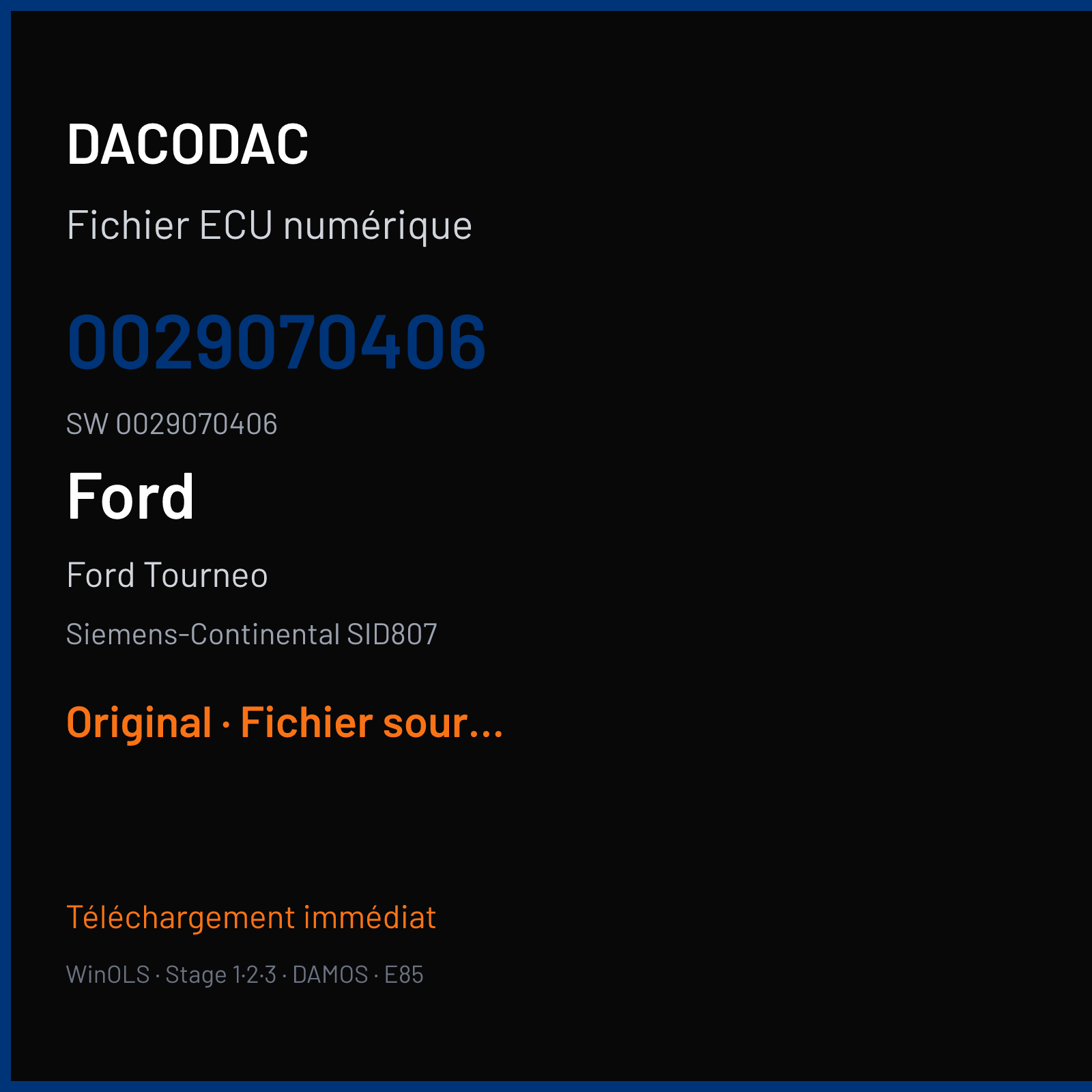 Ford Tourneo — Siemens-Continental SID807 — 0029070406 · 0029070406 · FRD50D2000000 — Original