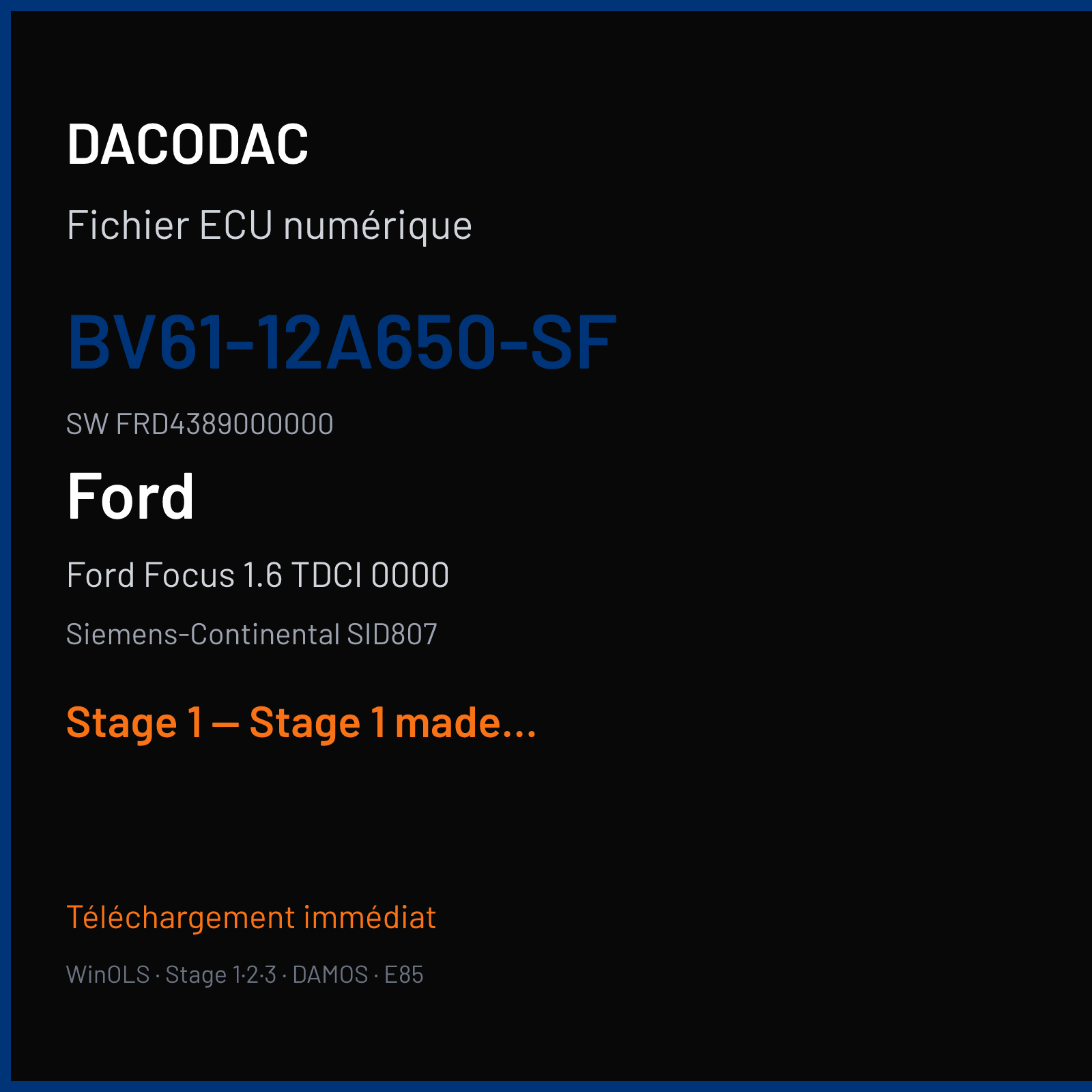 Ford Focus 1.6 TDCI 0000 — Siemens-Continental SID807 — BV61-12A650-SF · FRD4389000000 — Stage 1 — Stage 1 made of 149hp 336nm