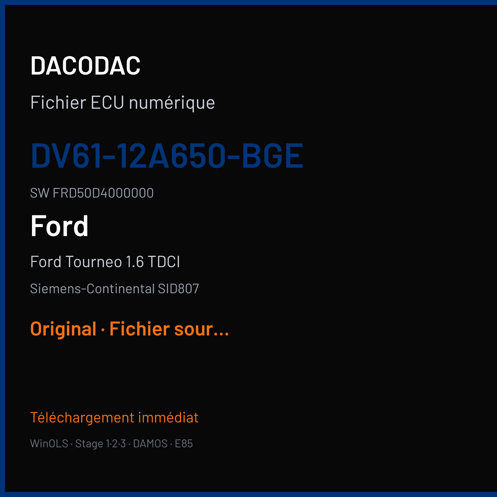 Ford Tourneo 1.6 TDCI (2014) — Siemens-Continental SID807 — DV61-12A650-BGE · FRD50D4000000 — Original