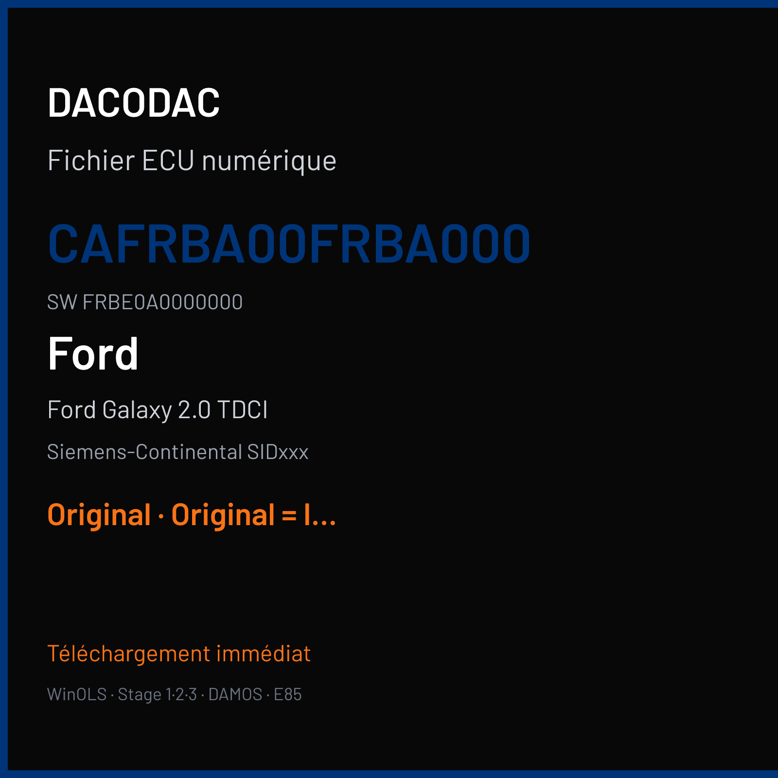 Ford Galaxy 2.0 TDCI (2009) — Siemens-Continental SIDxxx — CAFRBA00FRBA000 · FRBE0A0000000 — Original