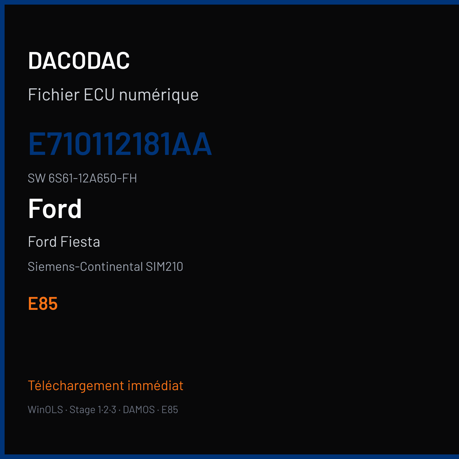 Ford Fiesta — Siemens-Continental SIM210 — E710112181AA · 6S61-12A650-FH · F1491E7000000 — E85