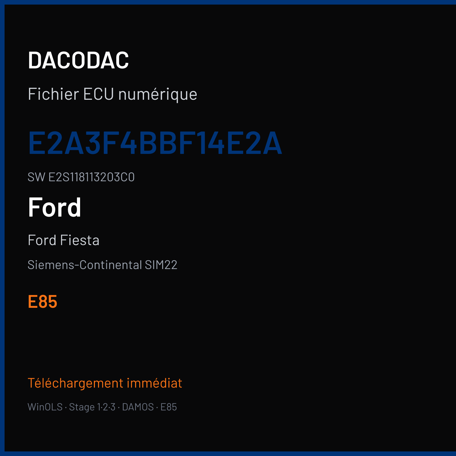 Ford Fiesta — Siemens-Continental SIM22 — E2A3F4BBF14E2A · E2S118113203C0 · F1491E2A00000 — E85